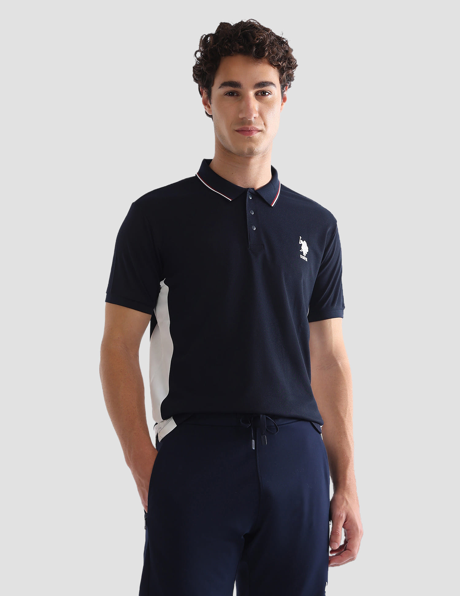 US POLO Men Casual Half Sleeve T-Shirt Navy