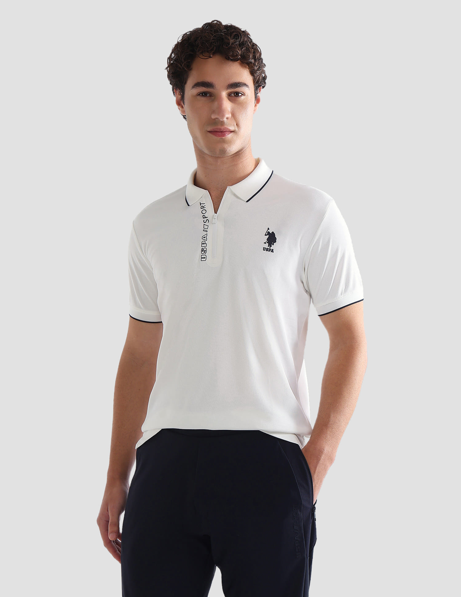 US POLO Men Casual Half Sleeve T-Shirt Off White