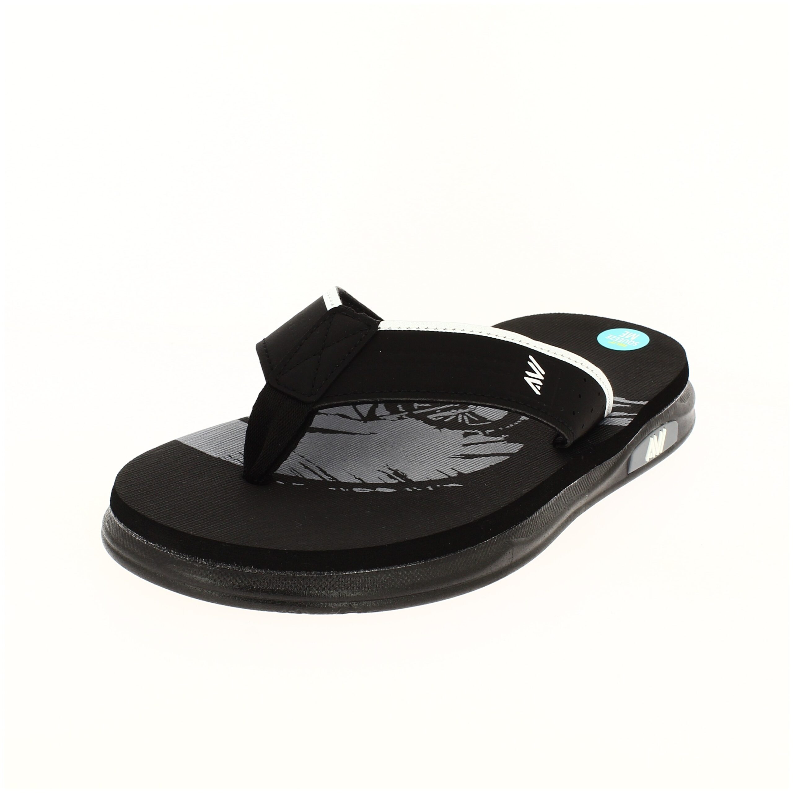 AVI Men Casual Two Strap Slipper Black