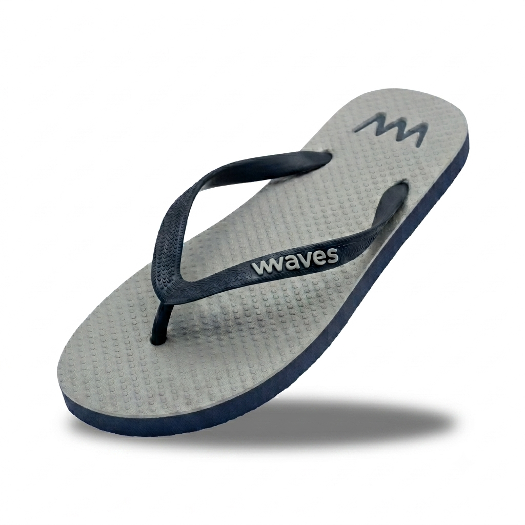 Waves Men Casual Flats Slipper Navy Grey
