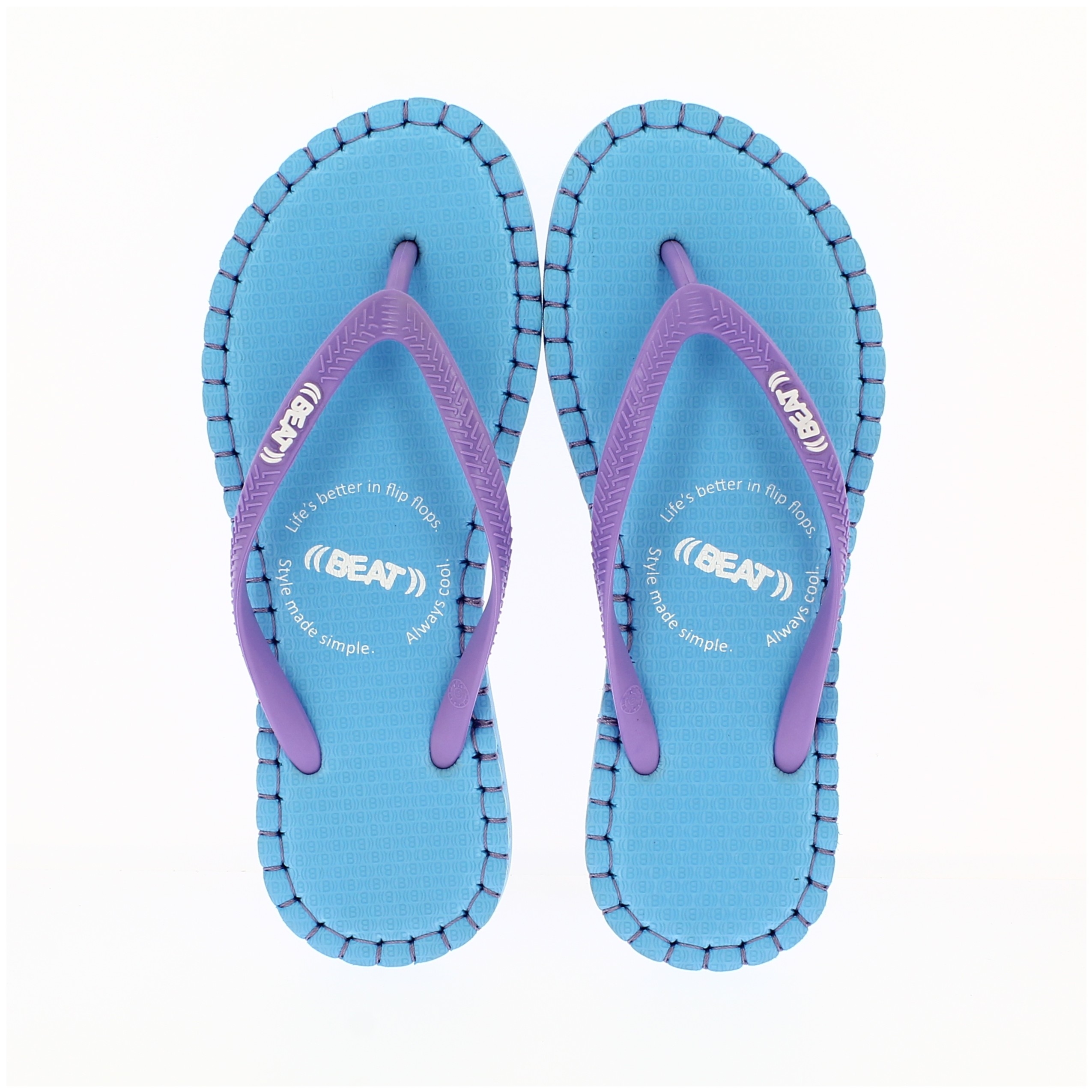 BEAT Women Casual FLATS Flip Flops Black/White, Pink, Black, Blue