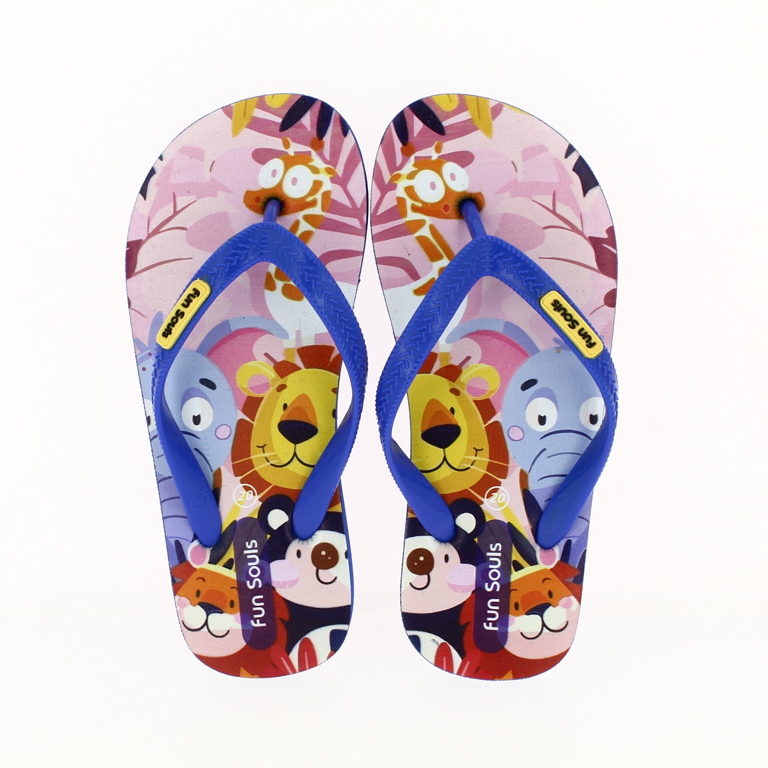 FUN SOULS Unisex Casual FLATS Flip Flops Blue, Purple, Red, Pink, Yellow