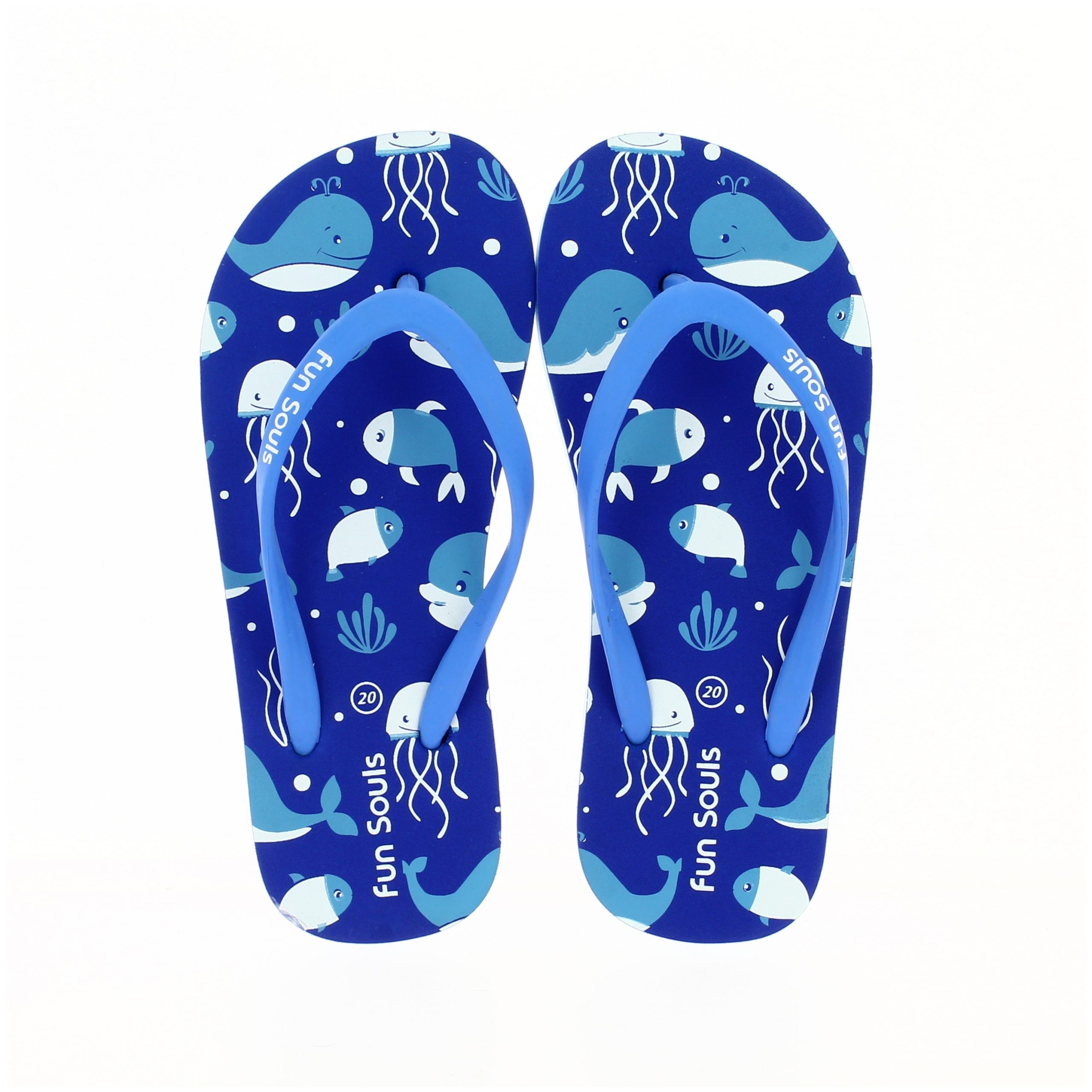 FUN SOULS Unisex Casual FLATS Flip Flops Yellow, Green, Light Blue, Dark Blue, Dark Green