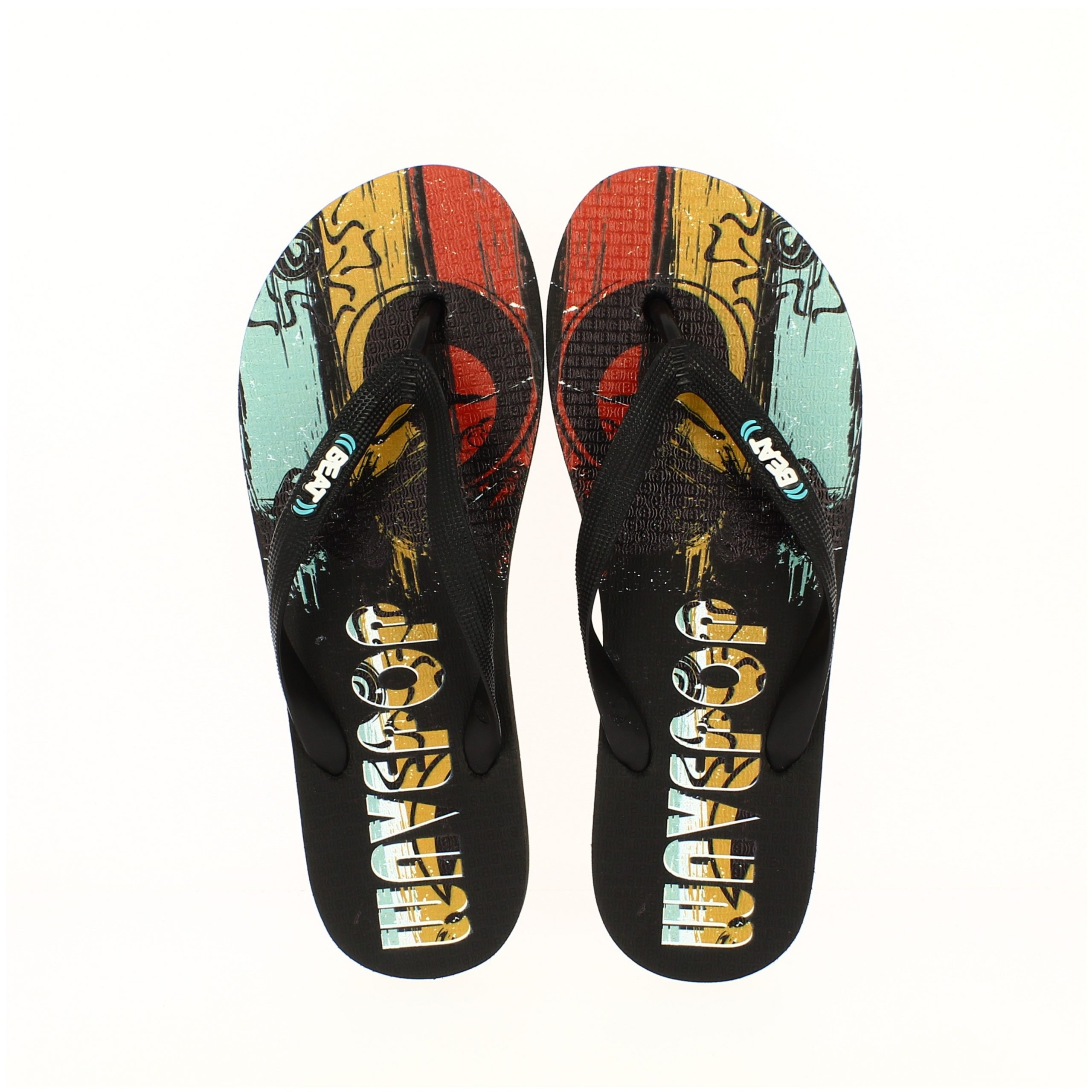 BEAT Men Casual FLATS Flip Flops Red, Orange, Blue, Green