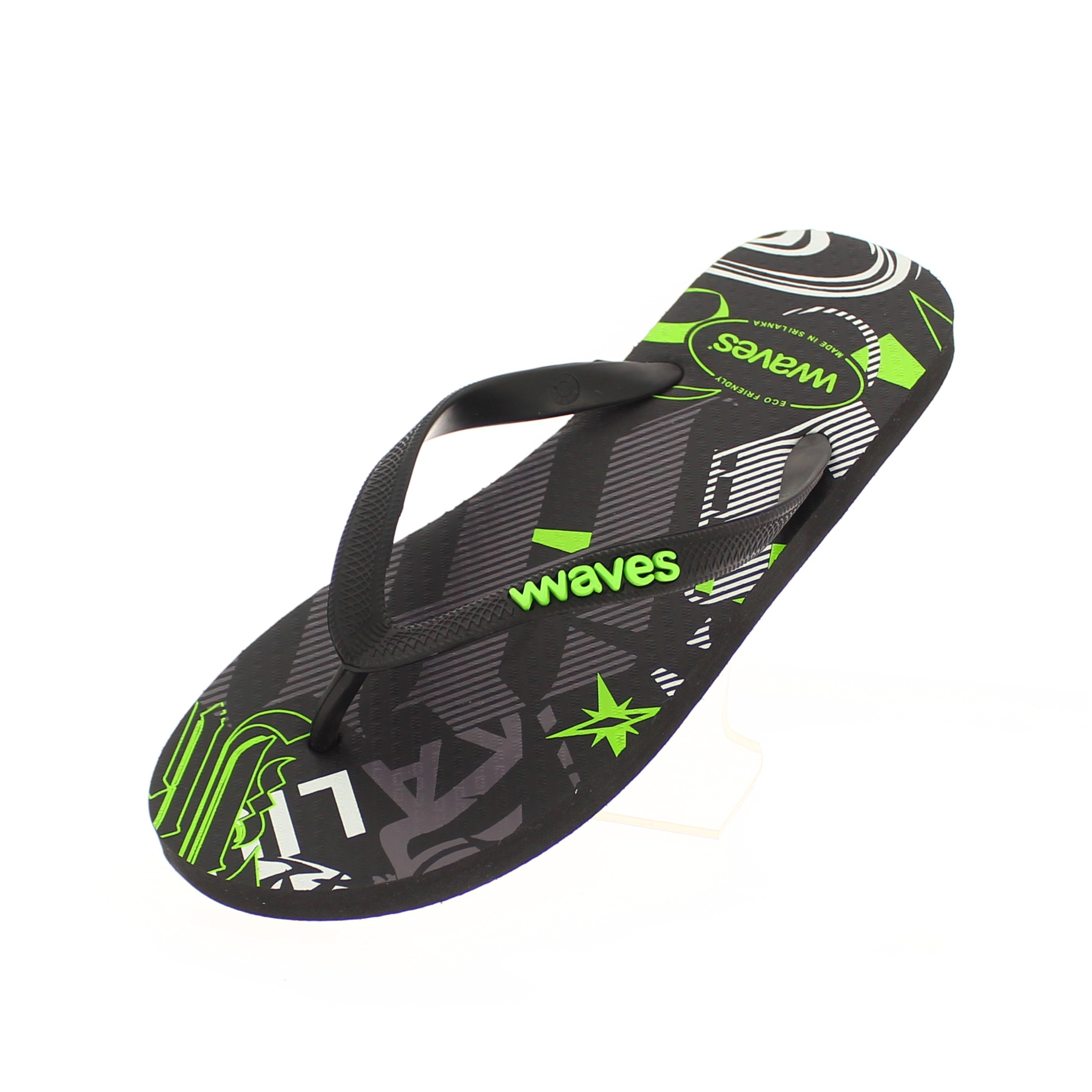 Waves Men Casual Flats Slipper Black Umeshadow