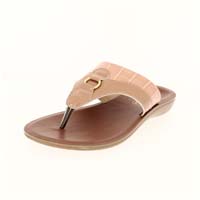 Usofto Women Casual T-Strap Slippers Peach