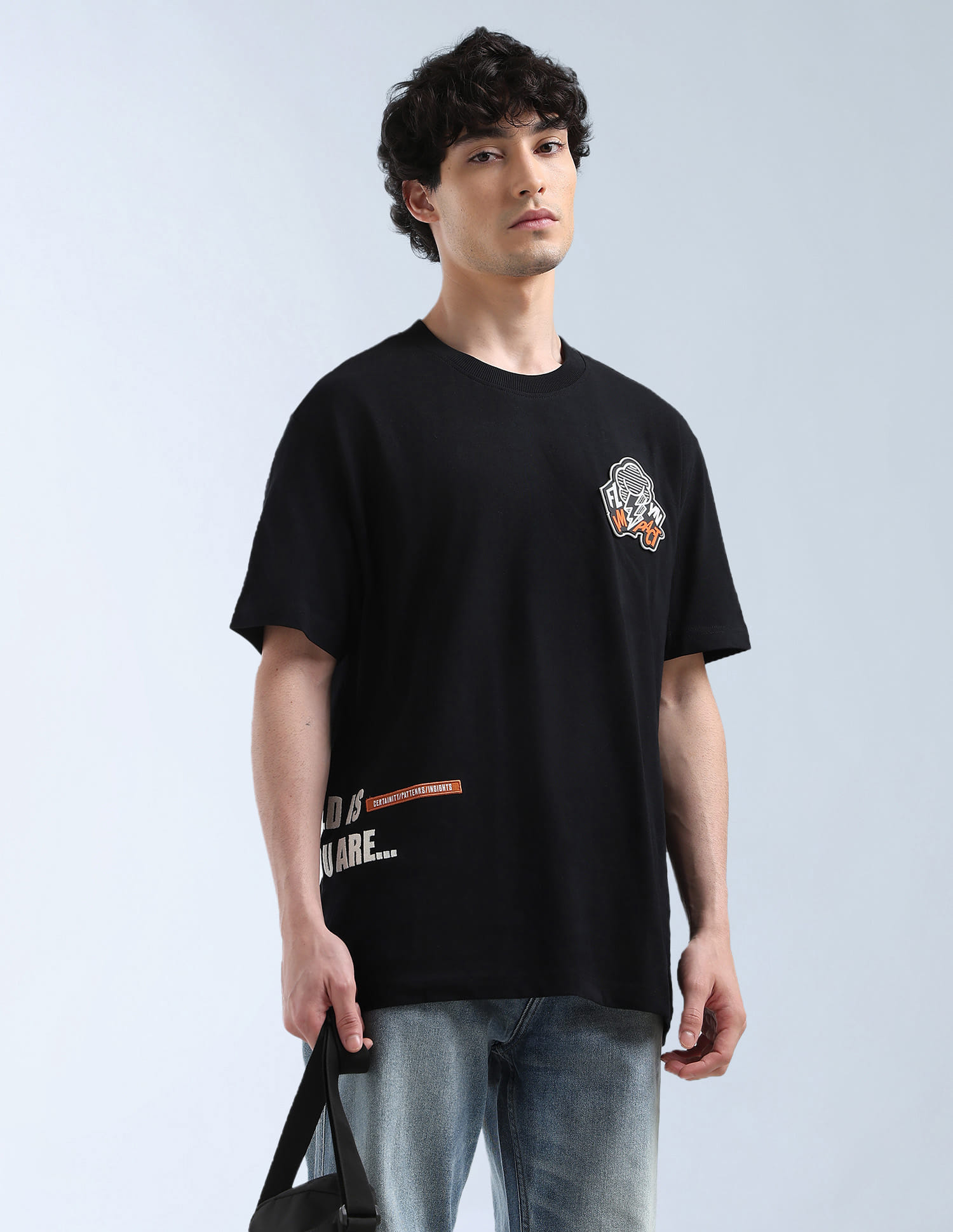 Flying Machine Men Casual T Shirt Black