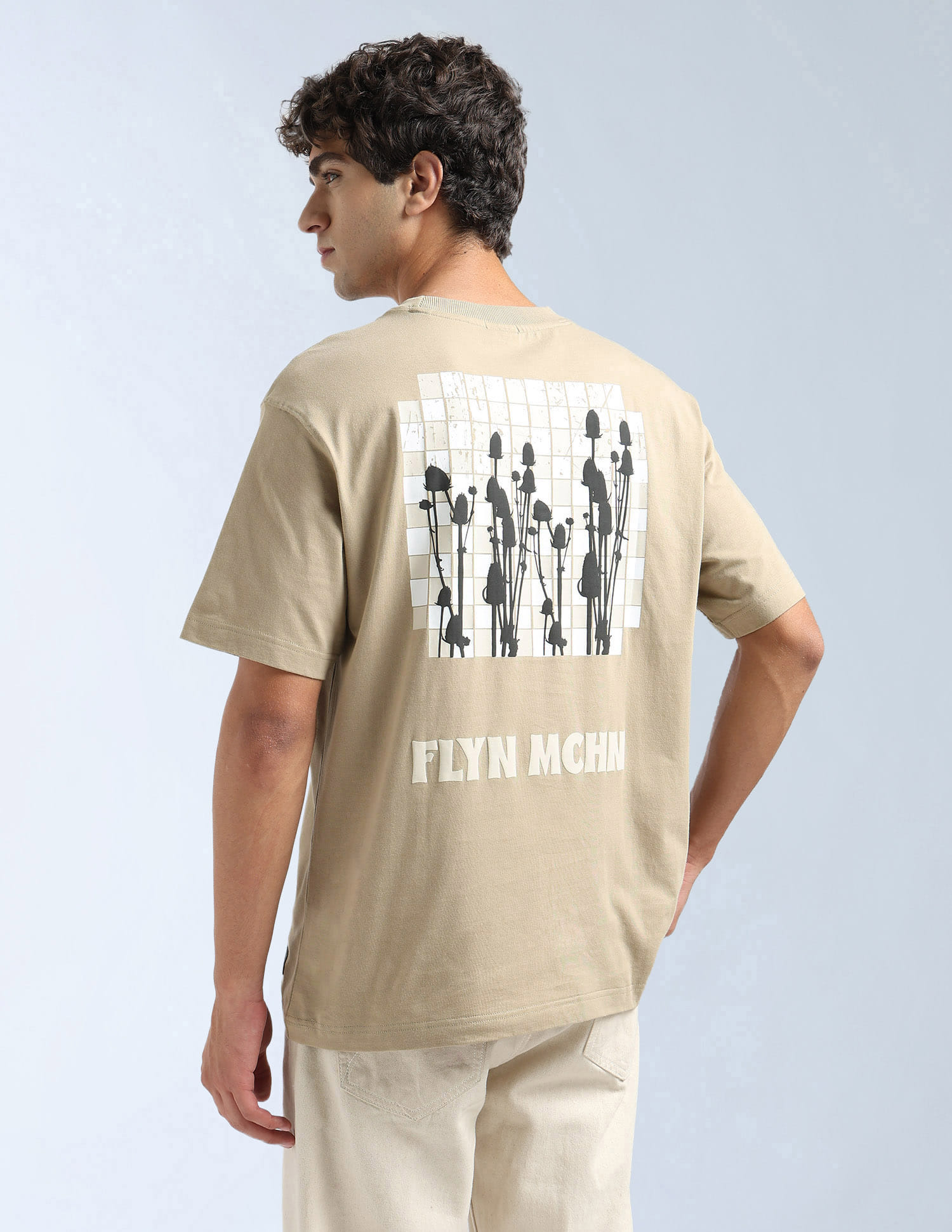 Flying Machine Men Casual T Shirt Beige