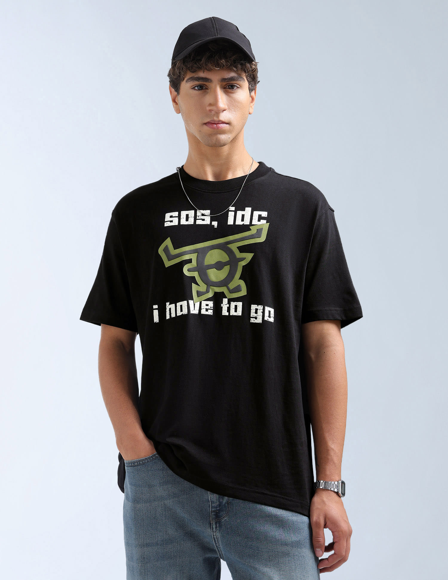 Flying Machine Men Casual Tshirts Crew Black