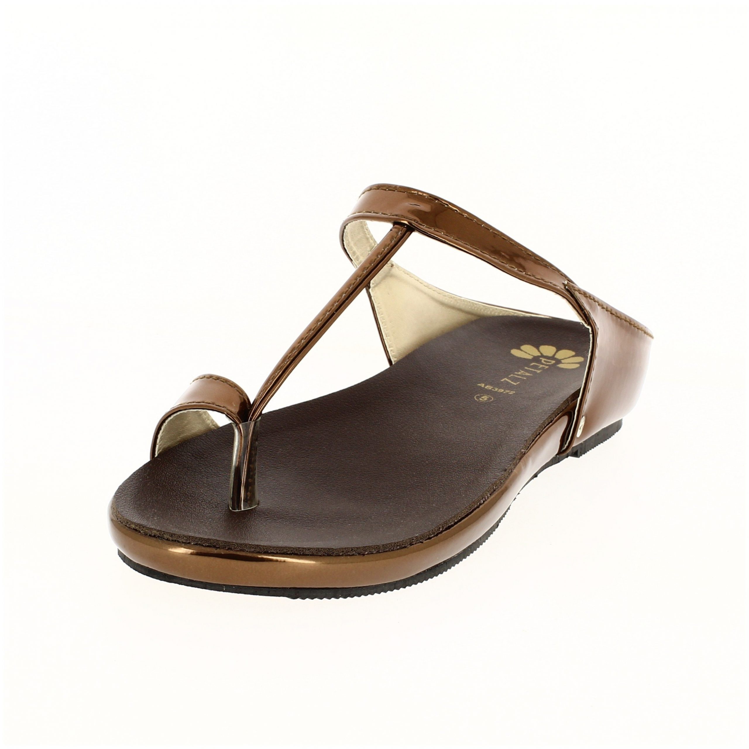 Petalz Women Casual Toe Ring Slippers Brown