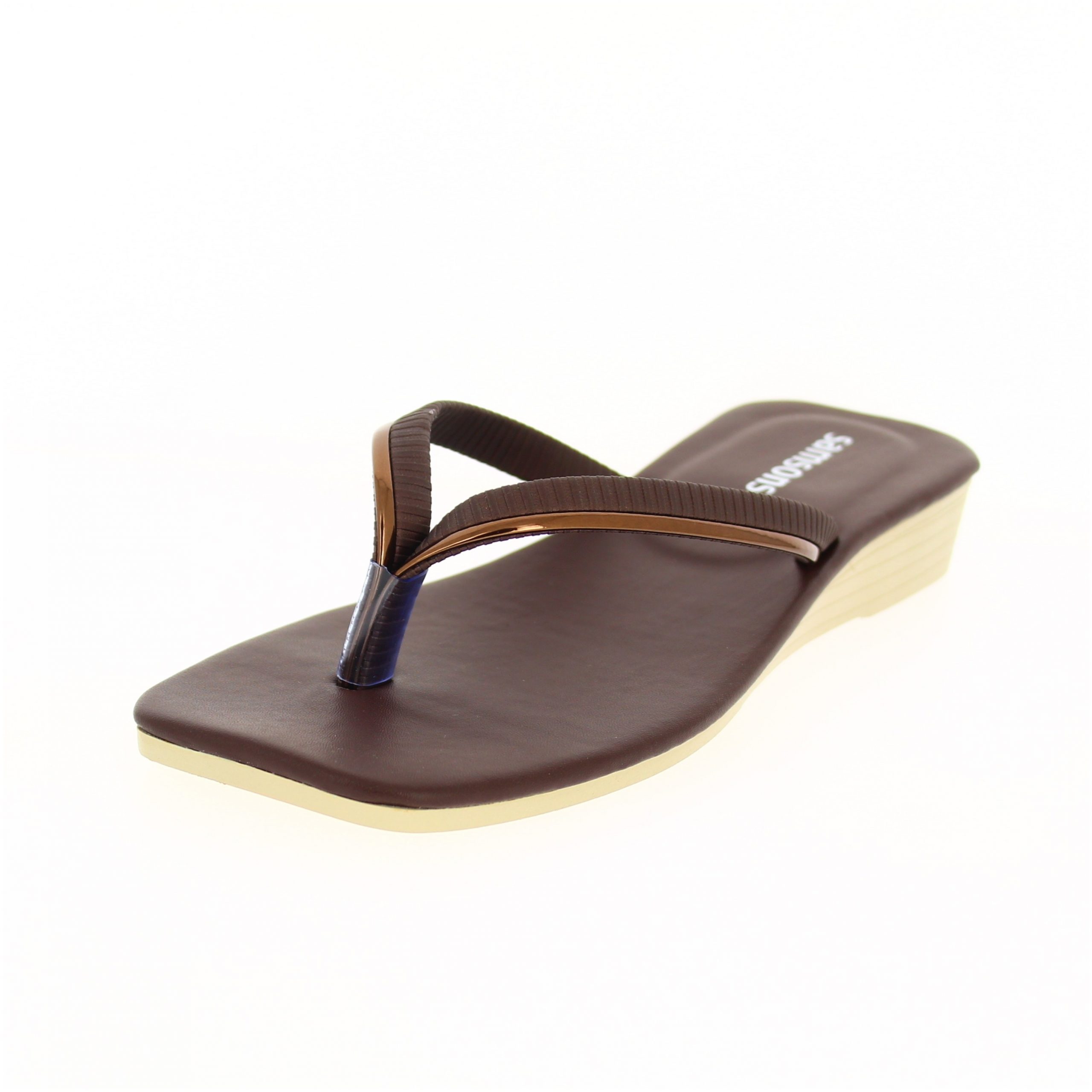 SAMSONS Women Casual Thongs Wedges Brown