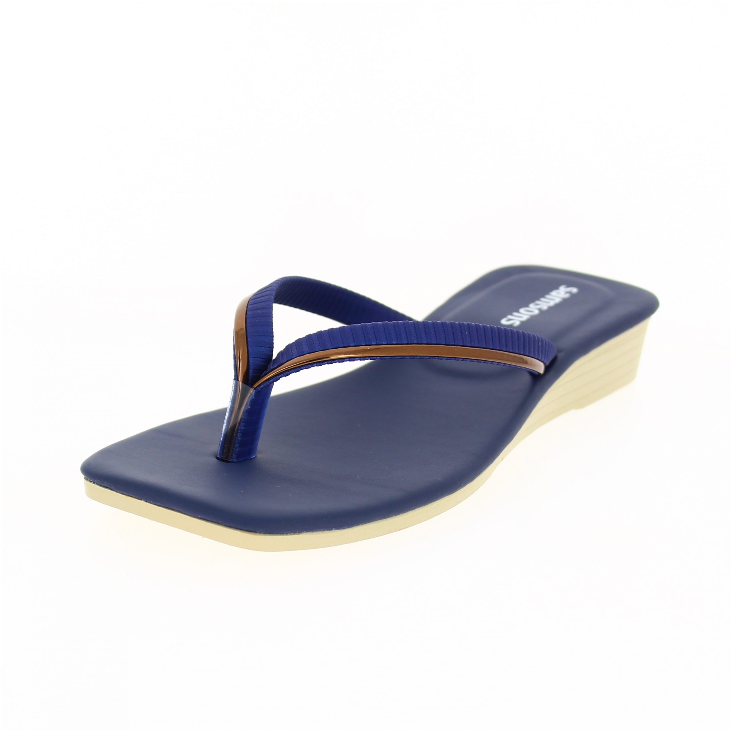 SAMSONS Women Casual Thongs Wedges Blue