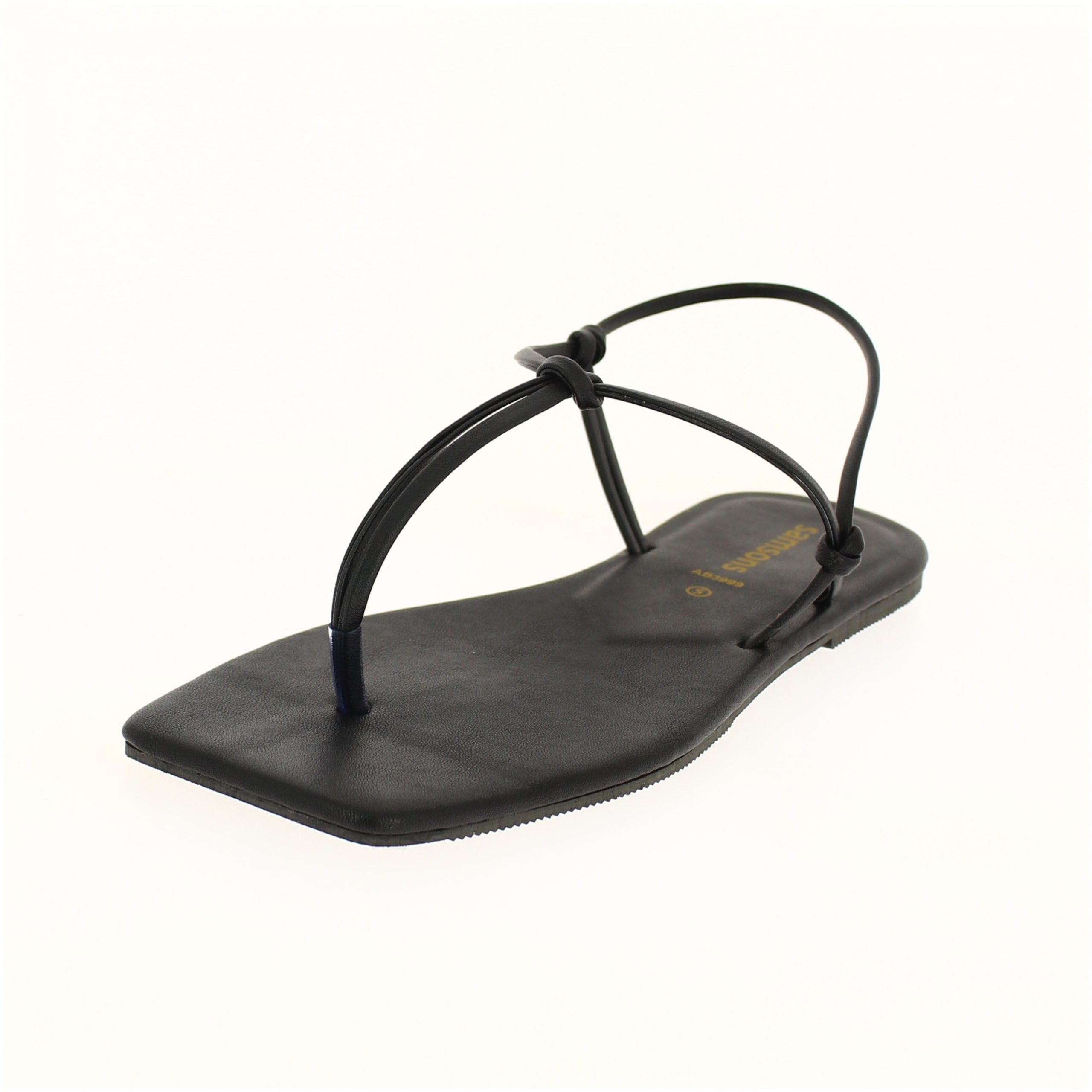 samsons Women Casual T-Strap Sandals Black