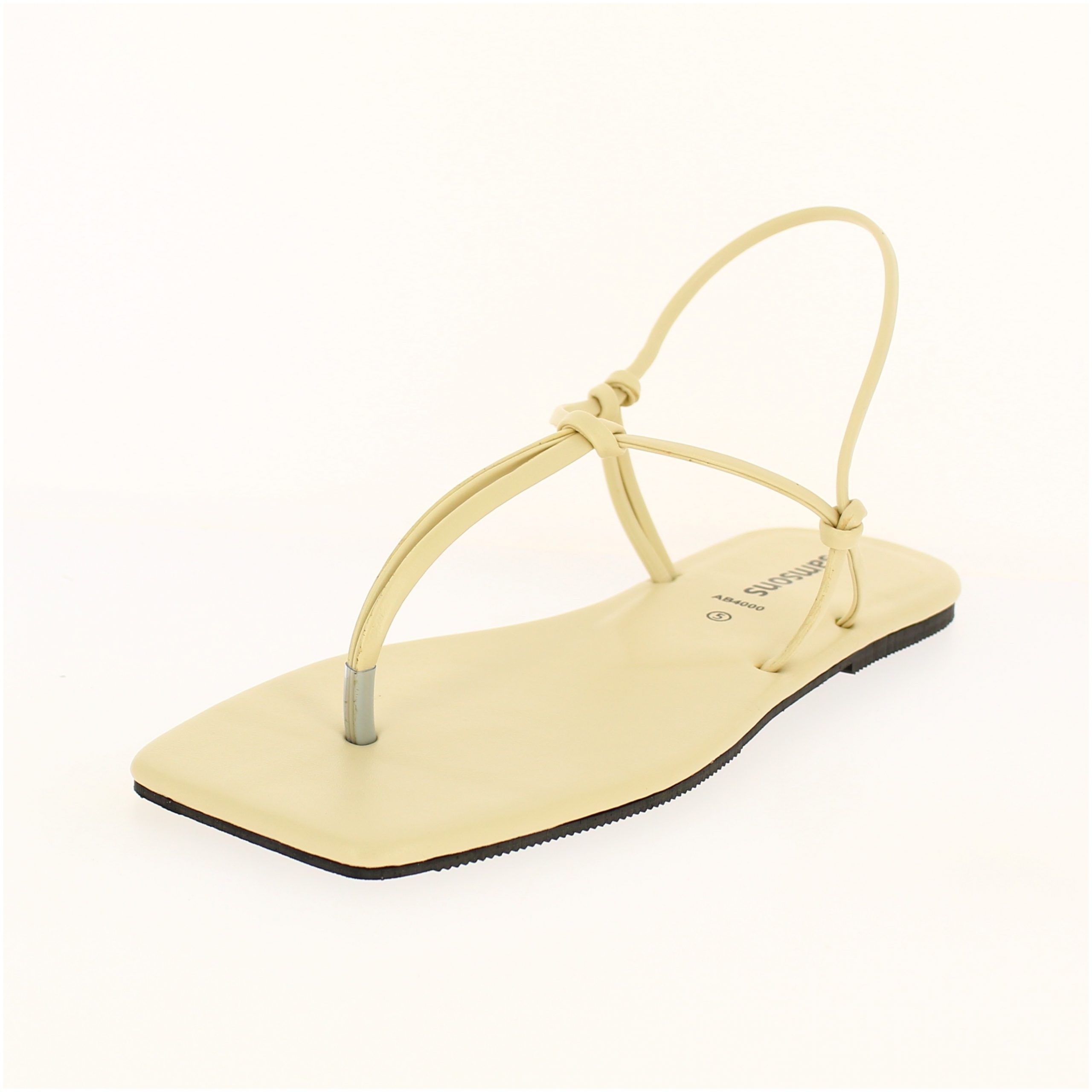 samsons Women Casual T-Strap Sandals Beige