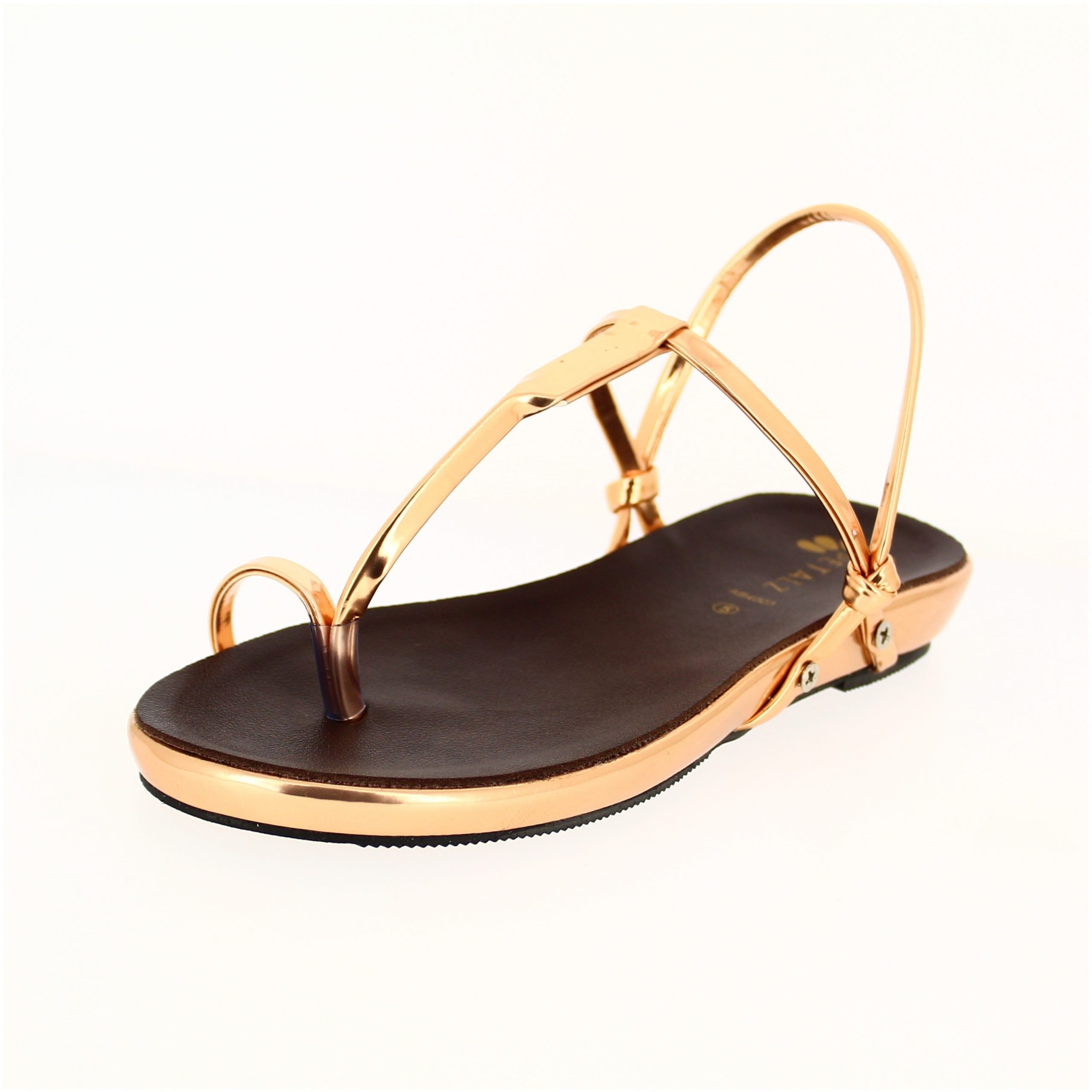 PETALZ Women Casual Toe Ring Sandals Gold