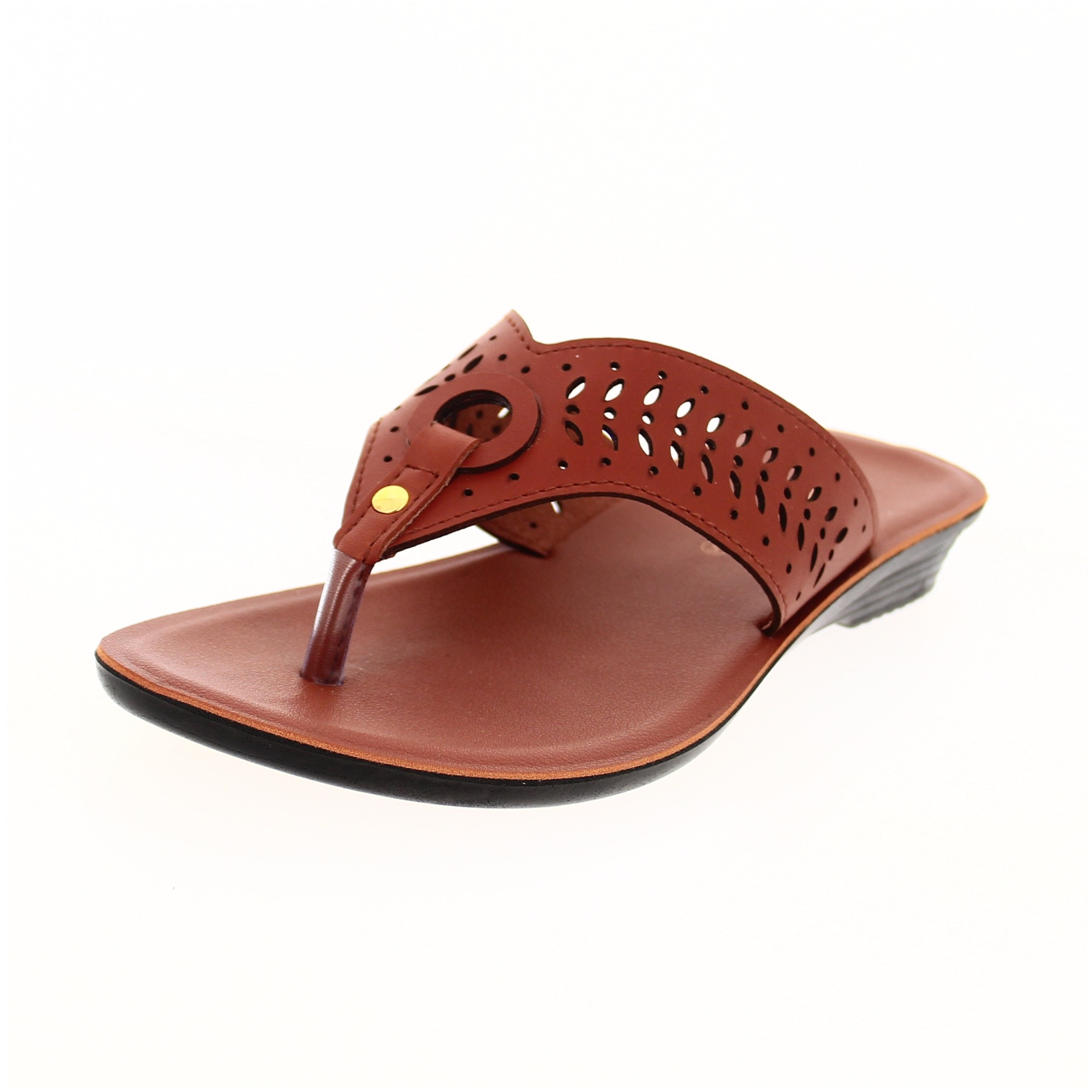 SAMSONS Women Casual V-Strap Slippers Brown