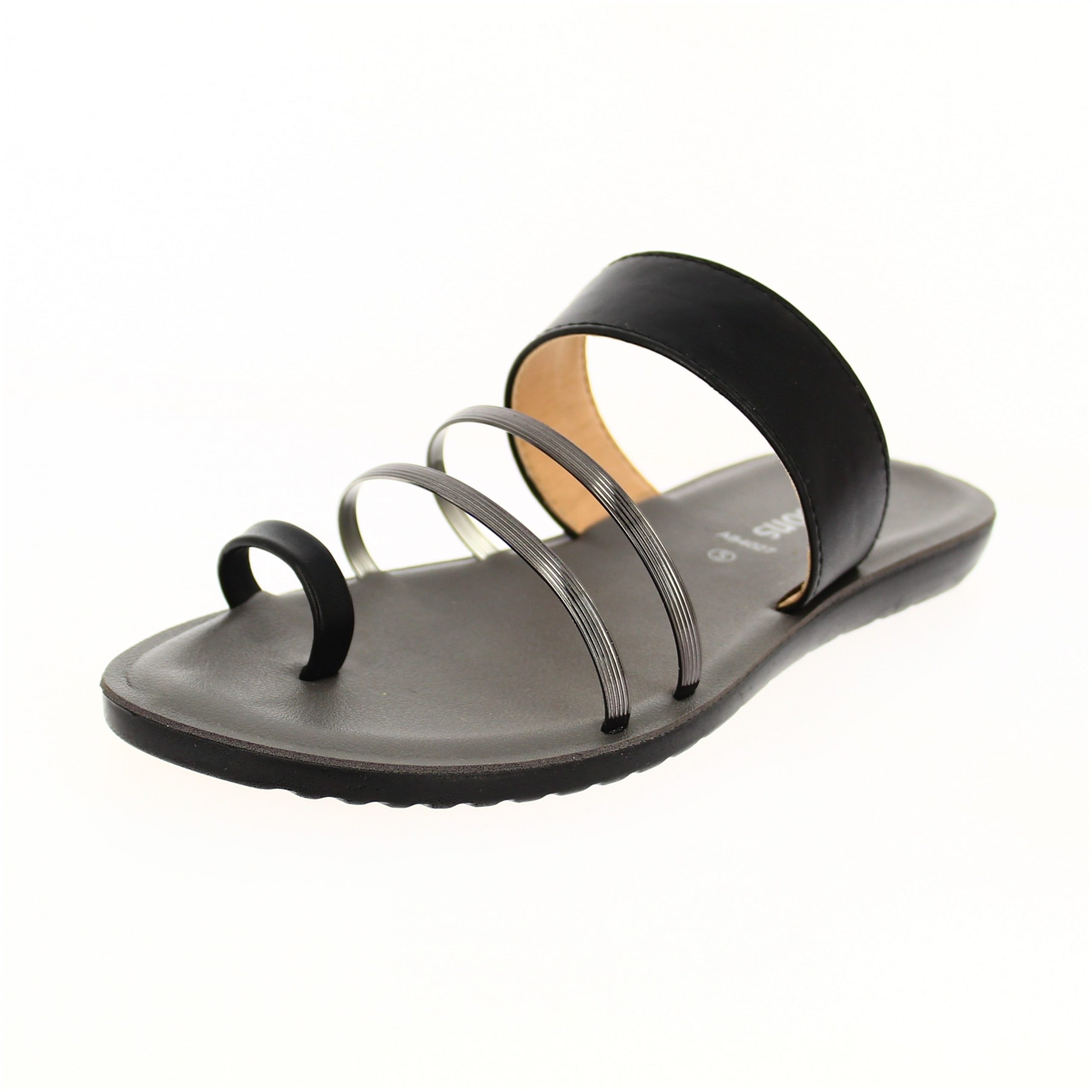 samsons Women Casual Toe Ring Slippers Black