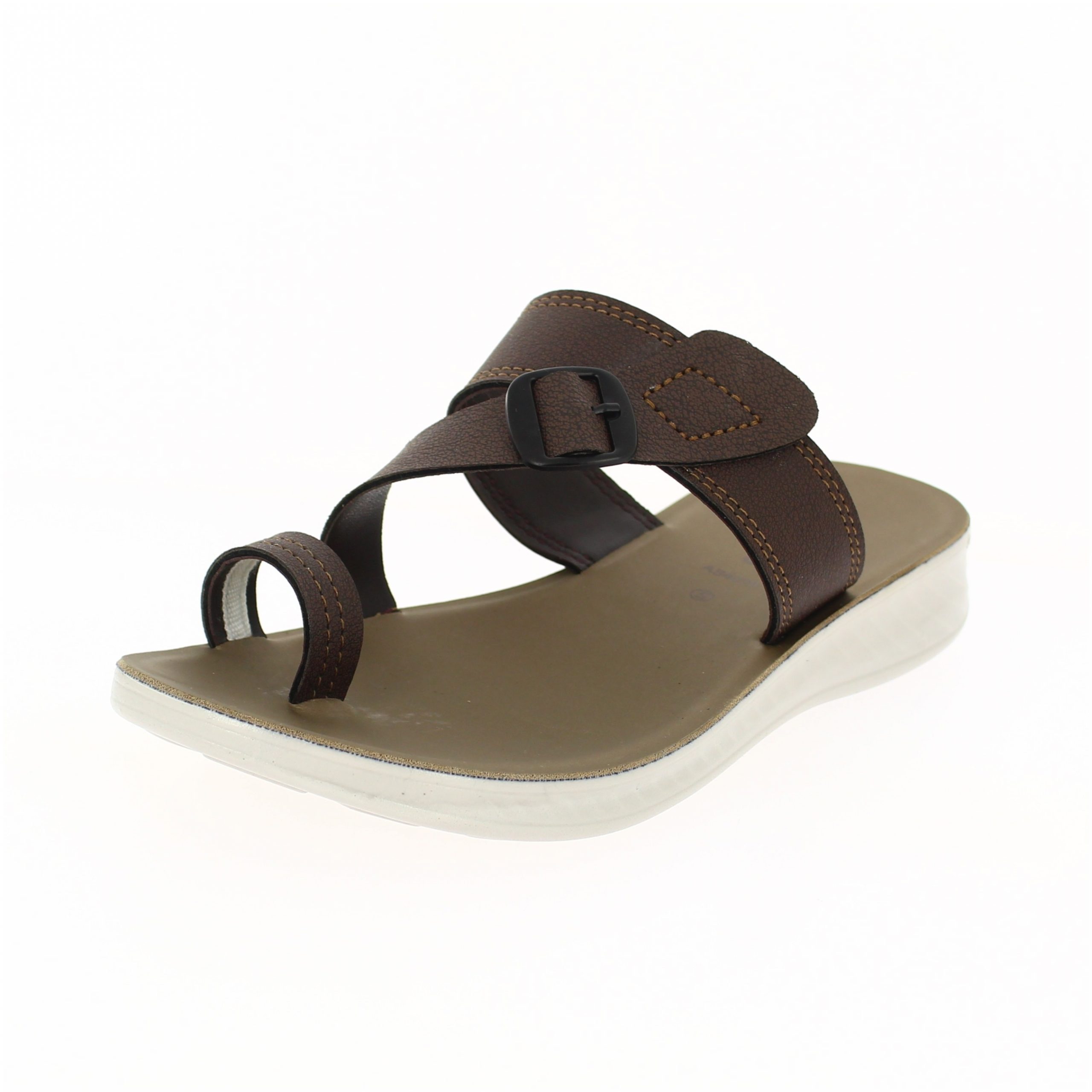 SAMSONS Women Casual Toe Ring Slippers Brown
