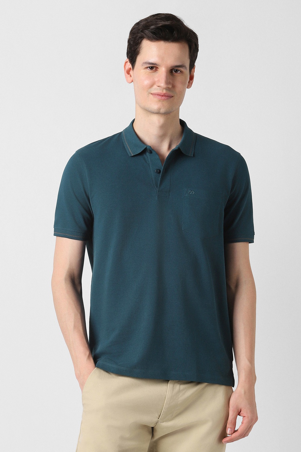 Peter England Men Casual Tshirt Teal