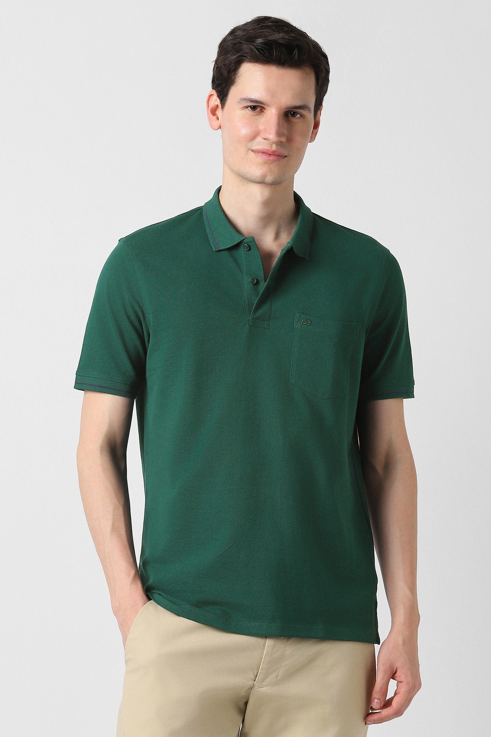 Peter England Men Casual Tshirt Green