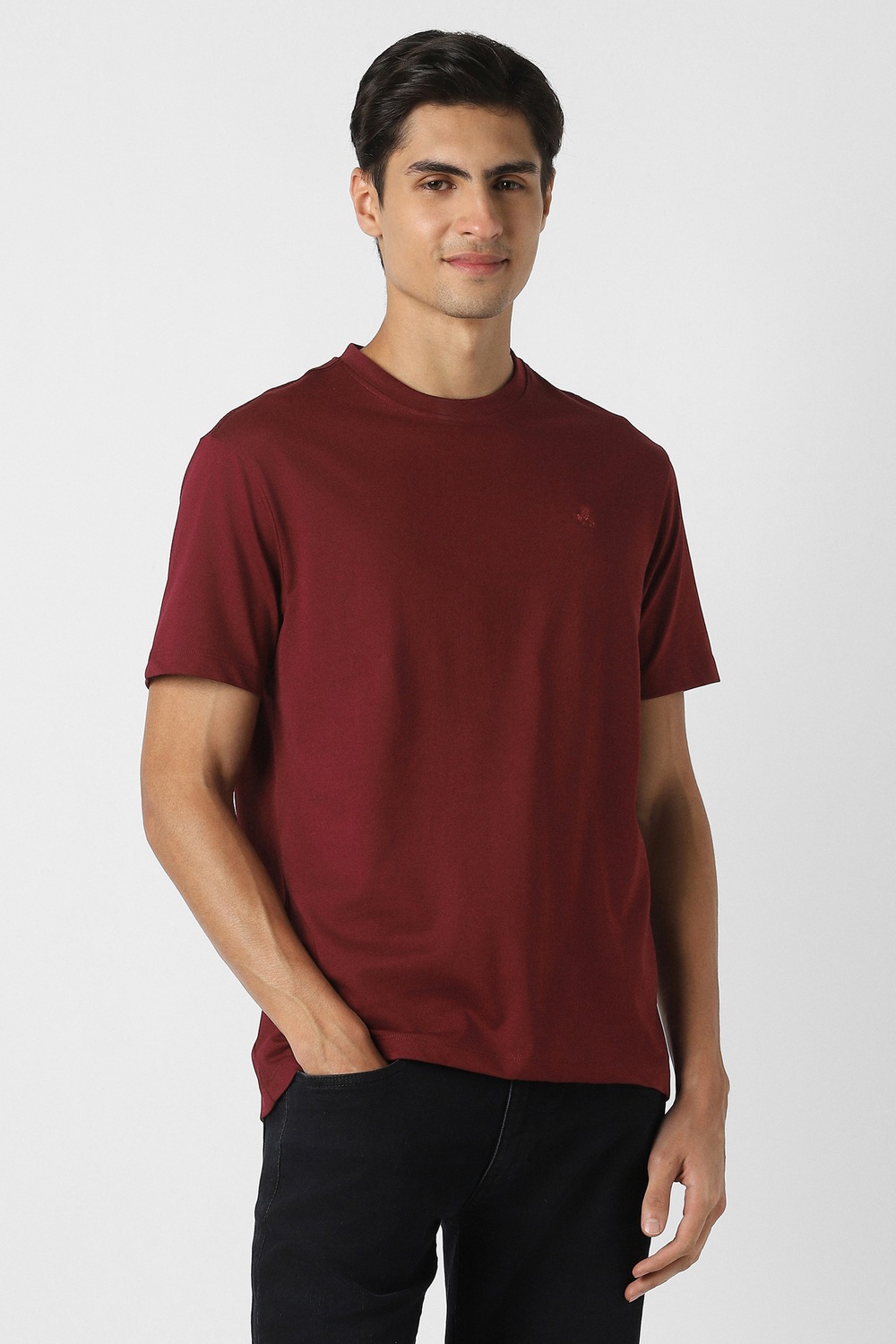 Peter England Men Casual Tshirt Maroon