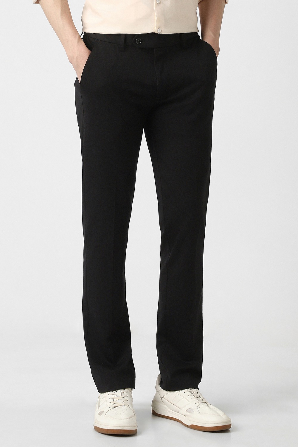Peter England Men Casual Pant Black