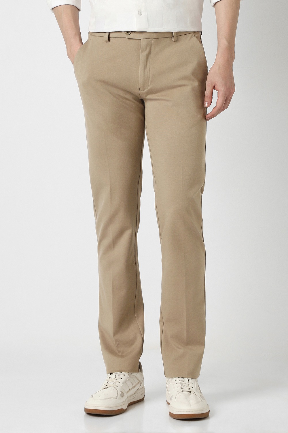Peter England Men Casual Pant Beige