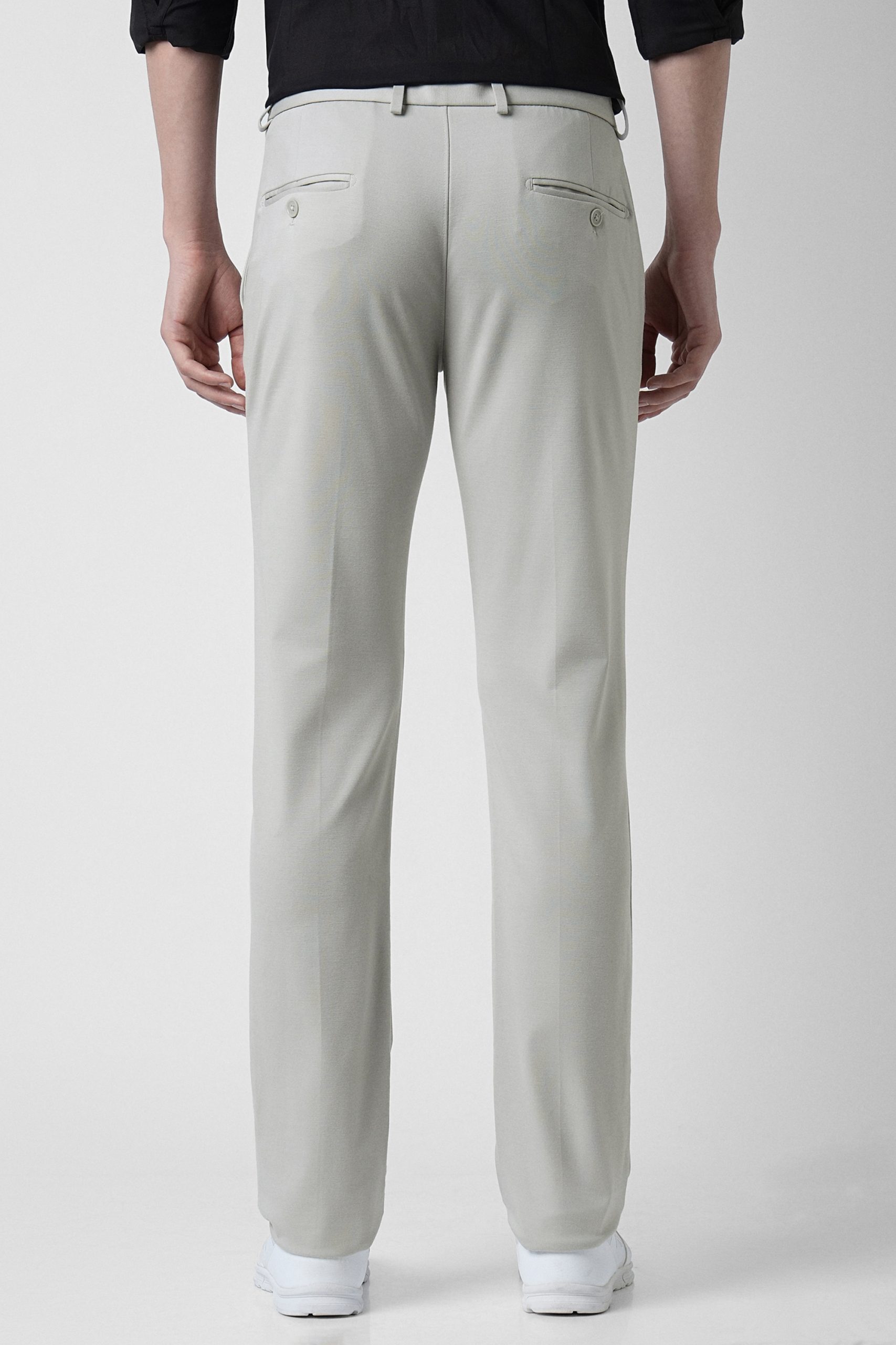Peter England Men Casual Pant Light Grey