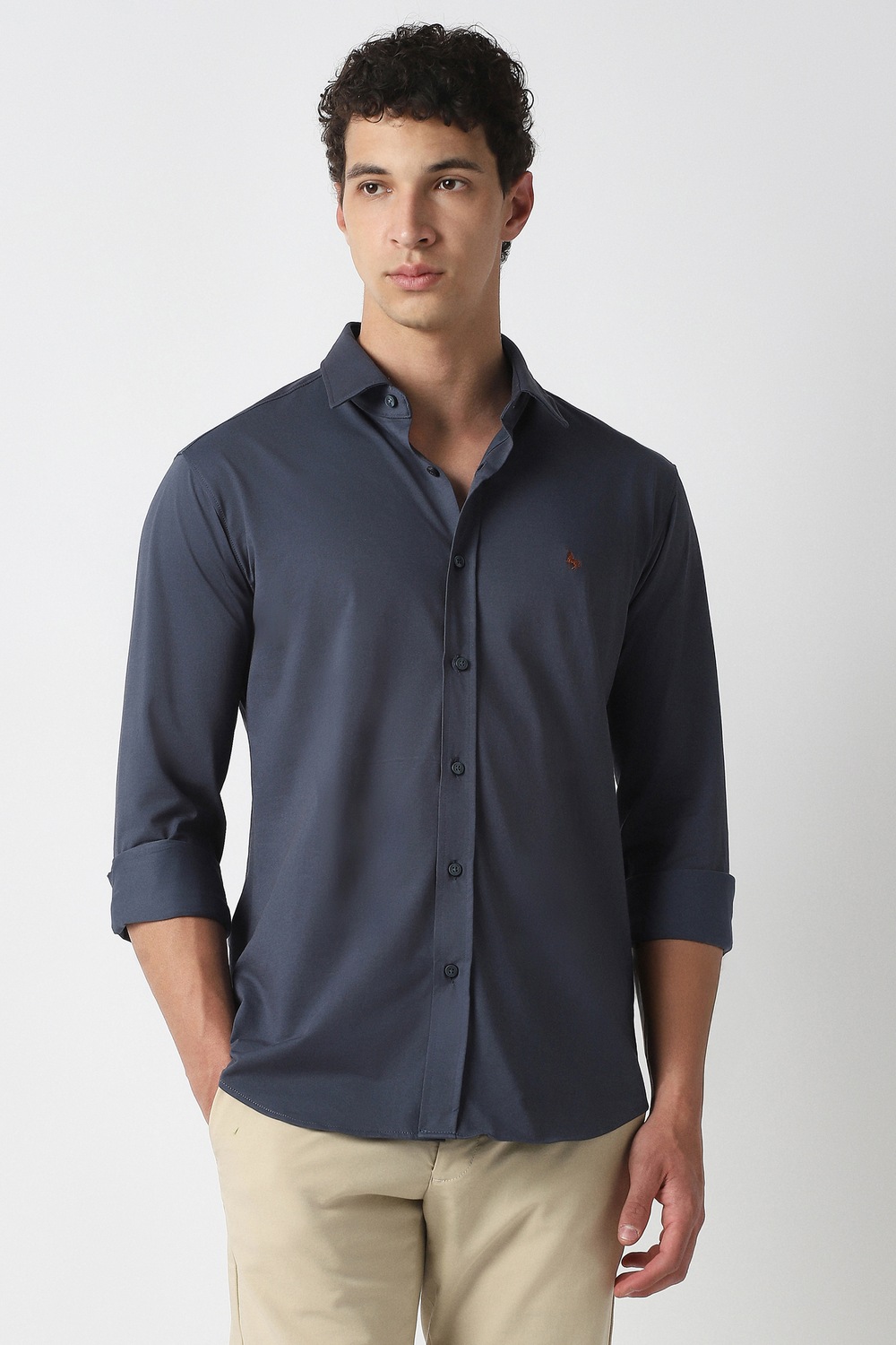 Van Heusen Men Casual Shirt Full Sleeve Navy