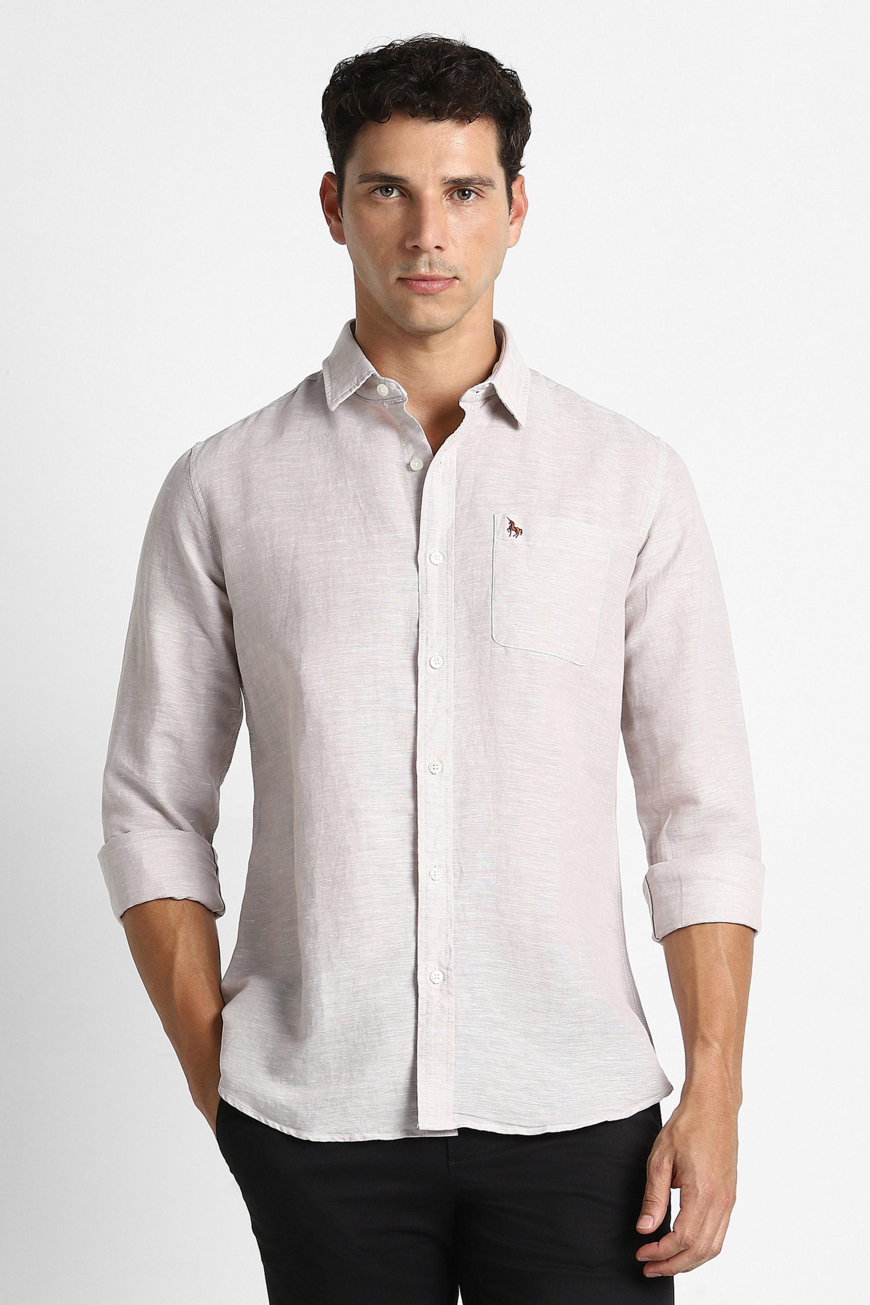 Van Heusen Men Casual Shirt Full Sleeve Off White