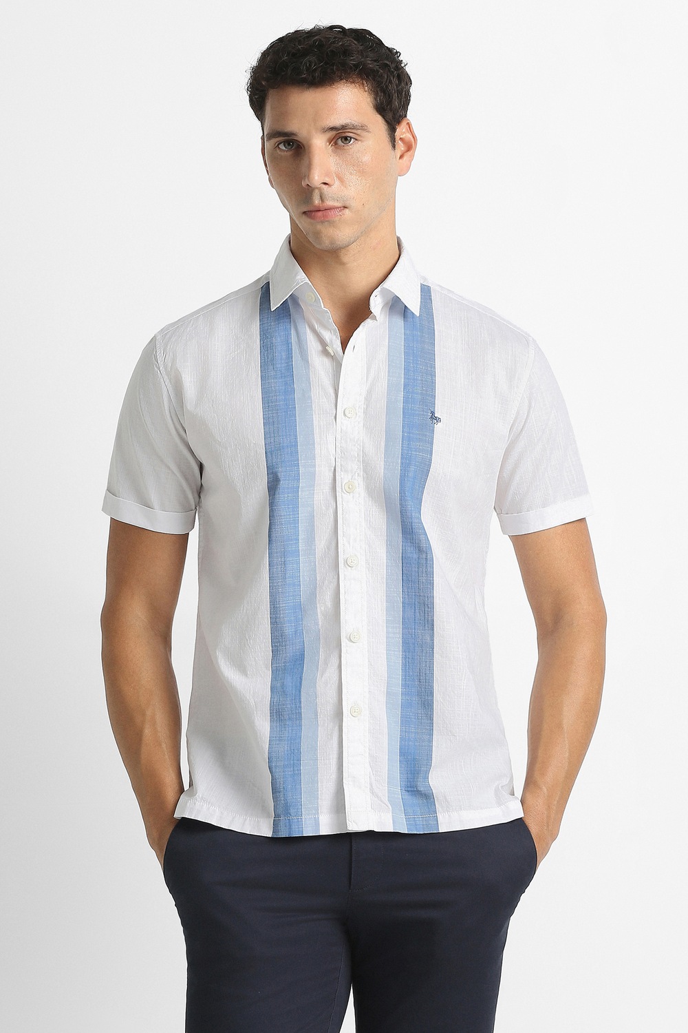 Van Heusen Men Casual Shirt Full Sleeve Navy