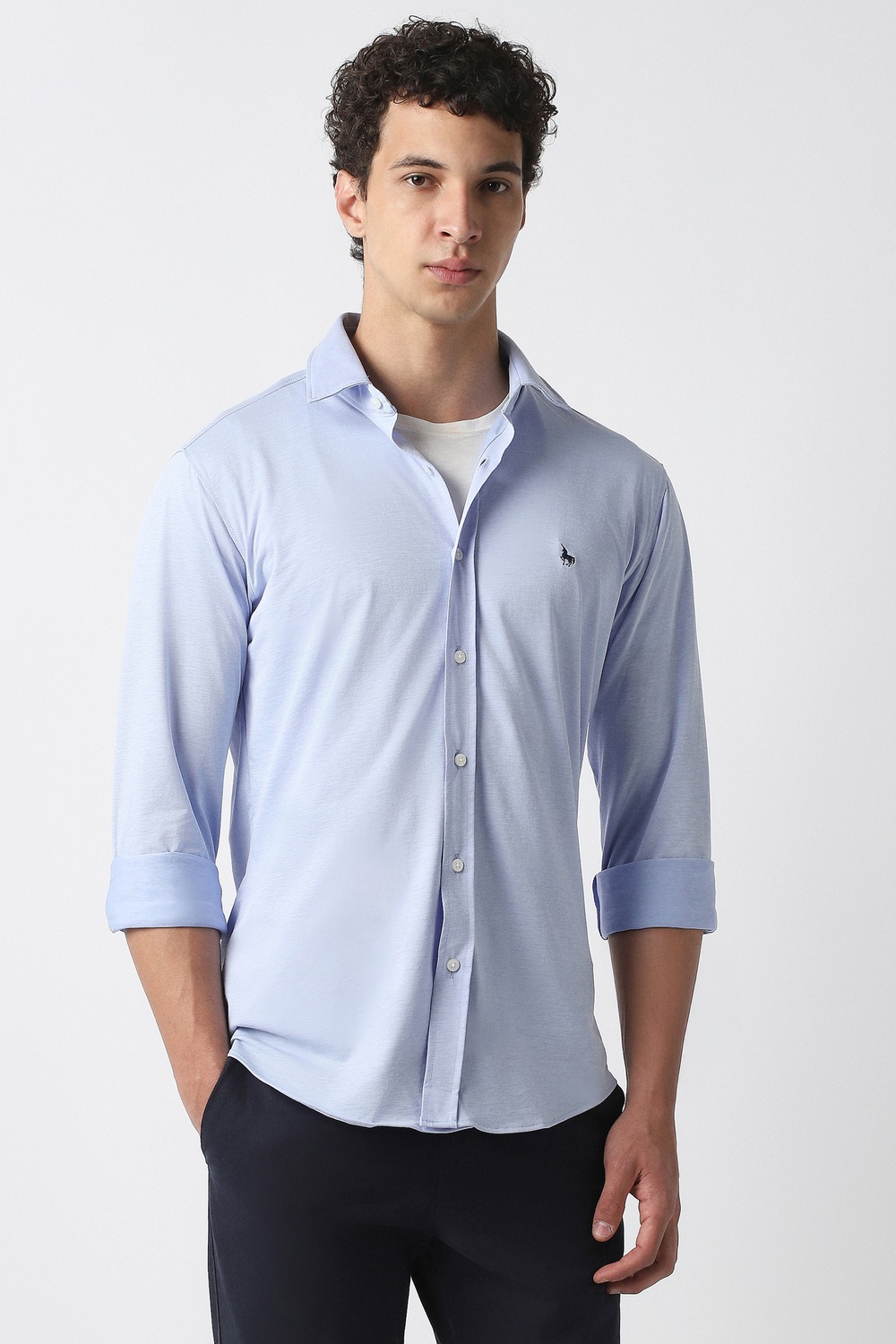 Van Heusen Men Casual Shirt Full Sleeve Teal