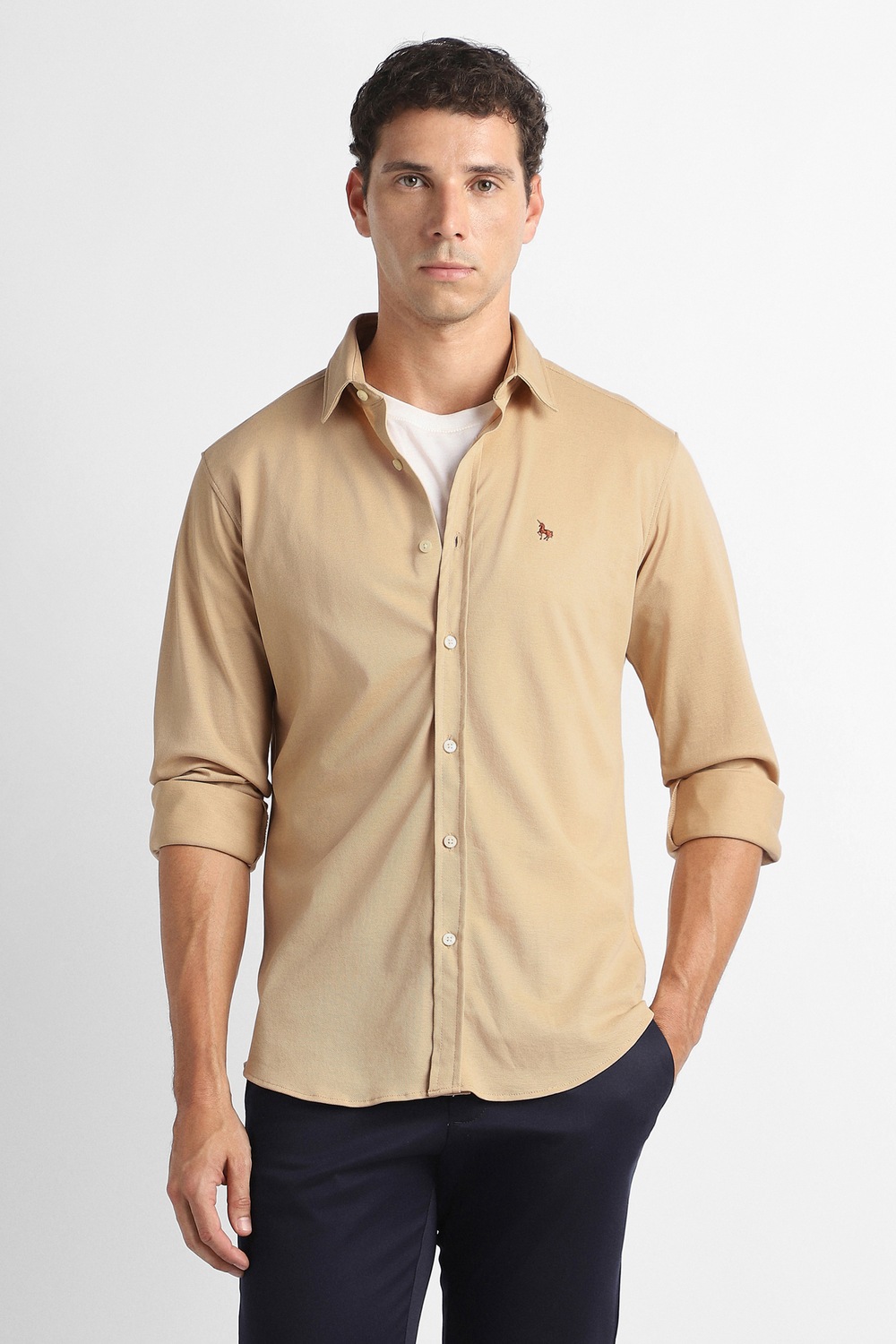Van Heusen Men Casual Shirt Full Sleeve Navy