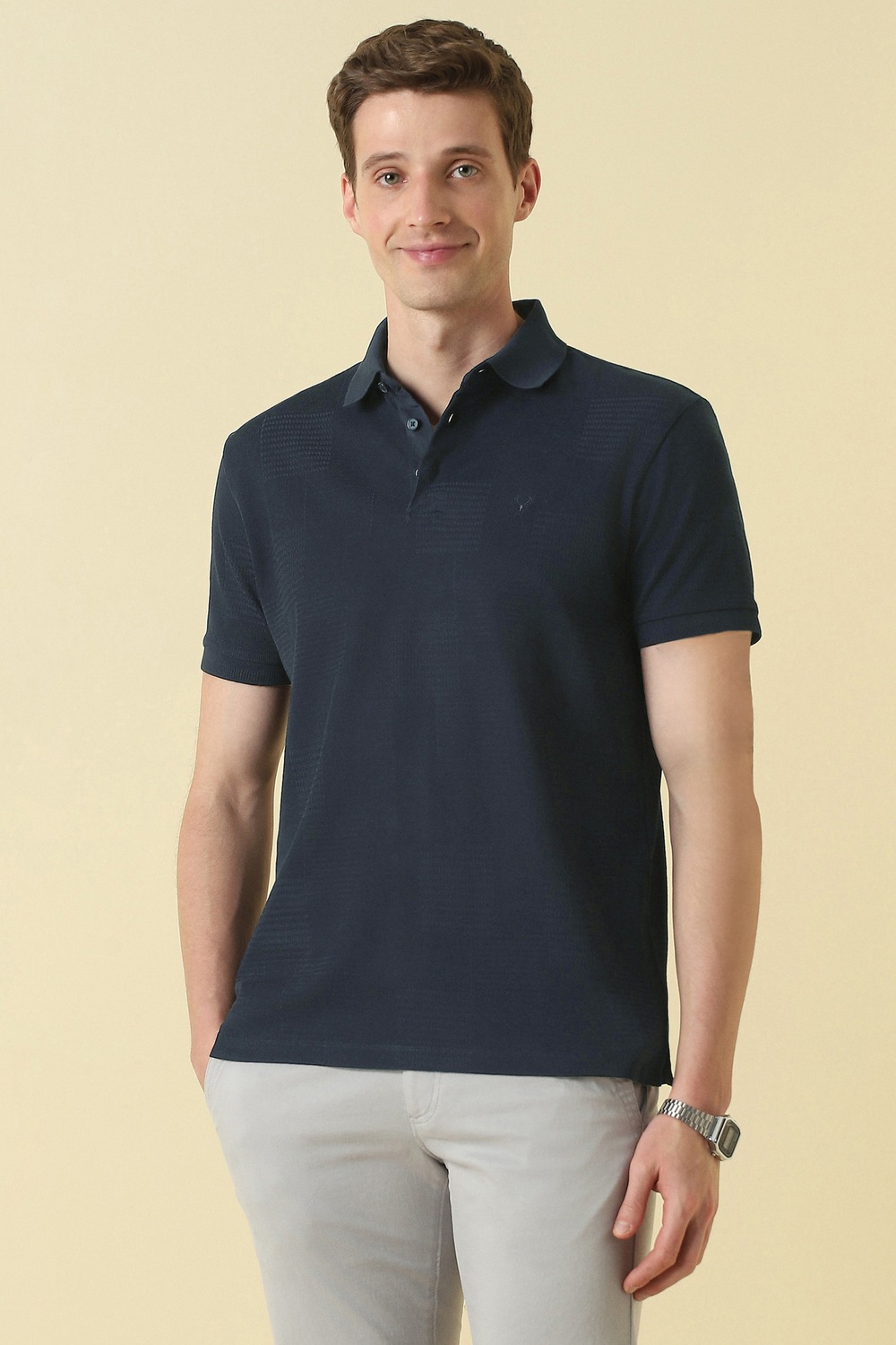 Allen Solly Men Casual Tshirt Half Sleeve Navy
