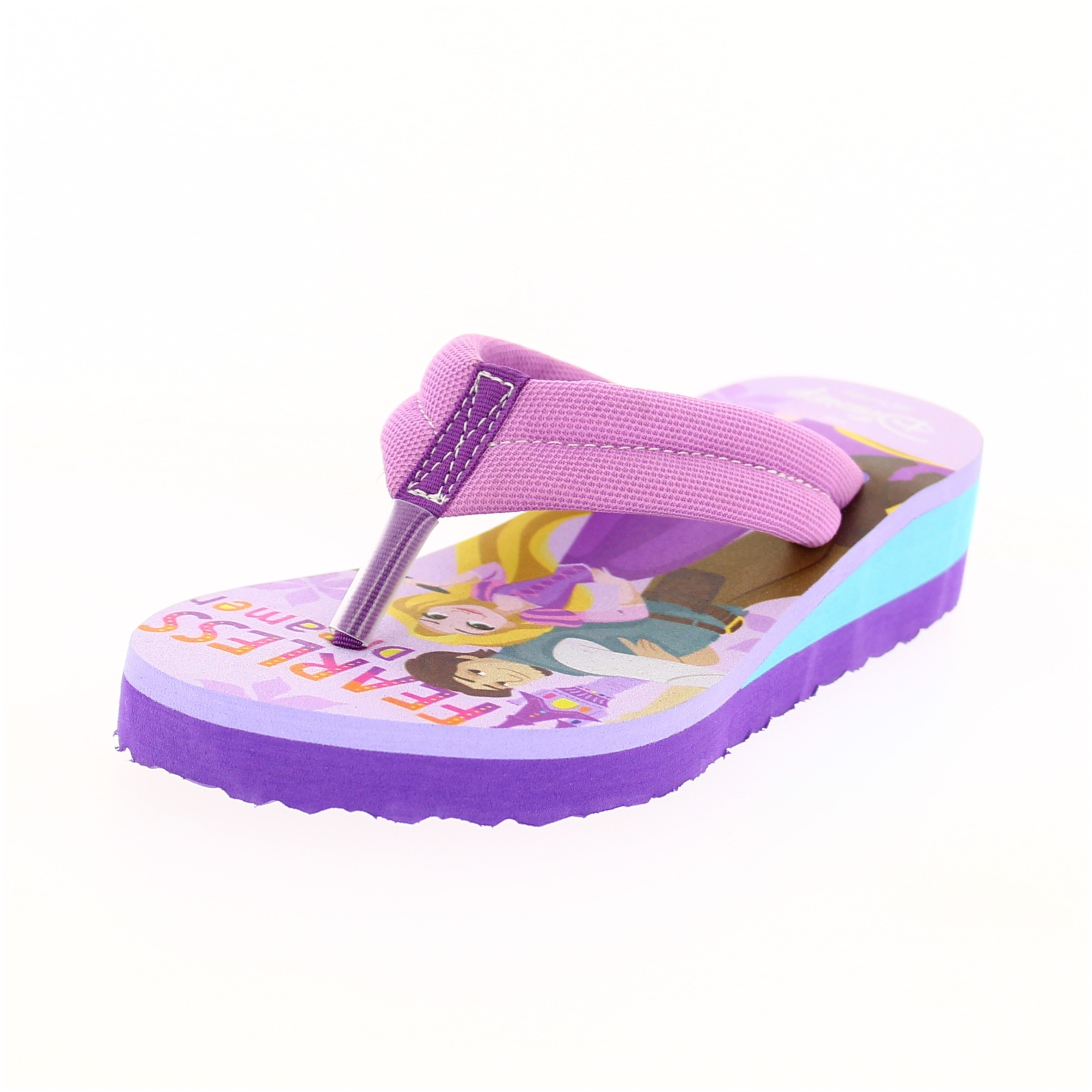 Disney Girls Casual Two Strap Slippers Purple/Pink