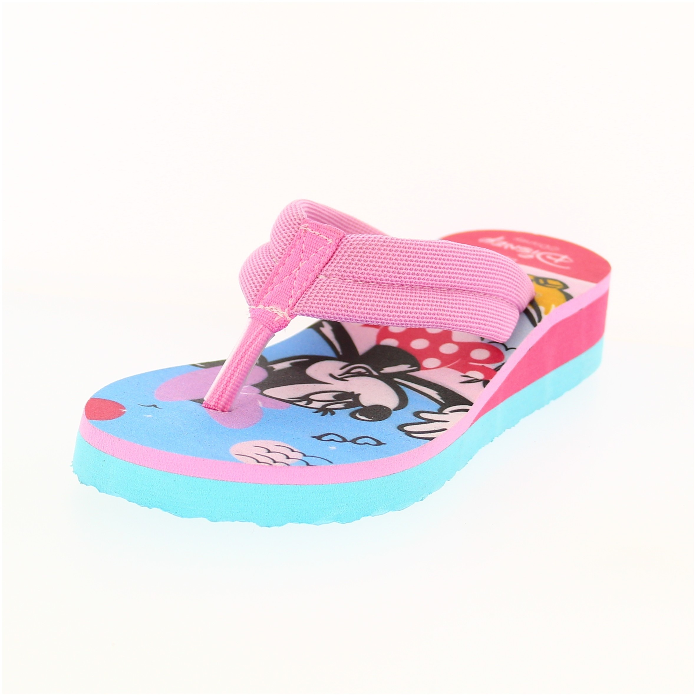 Disney Girls Casual Two Strap Slippers L/Blue/Pink