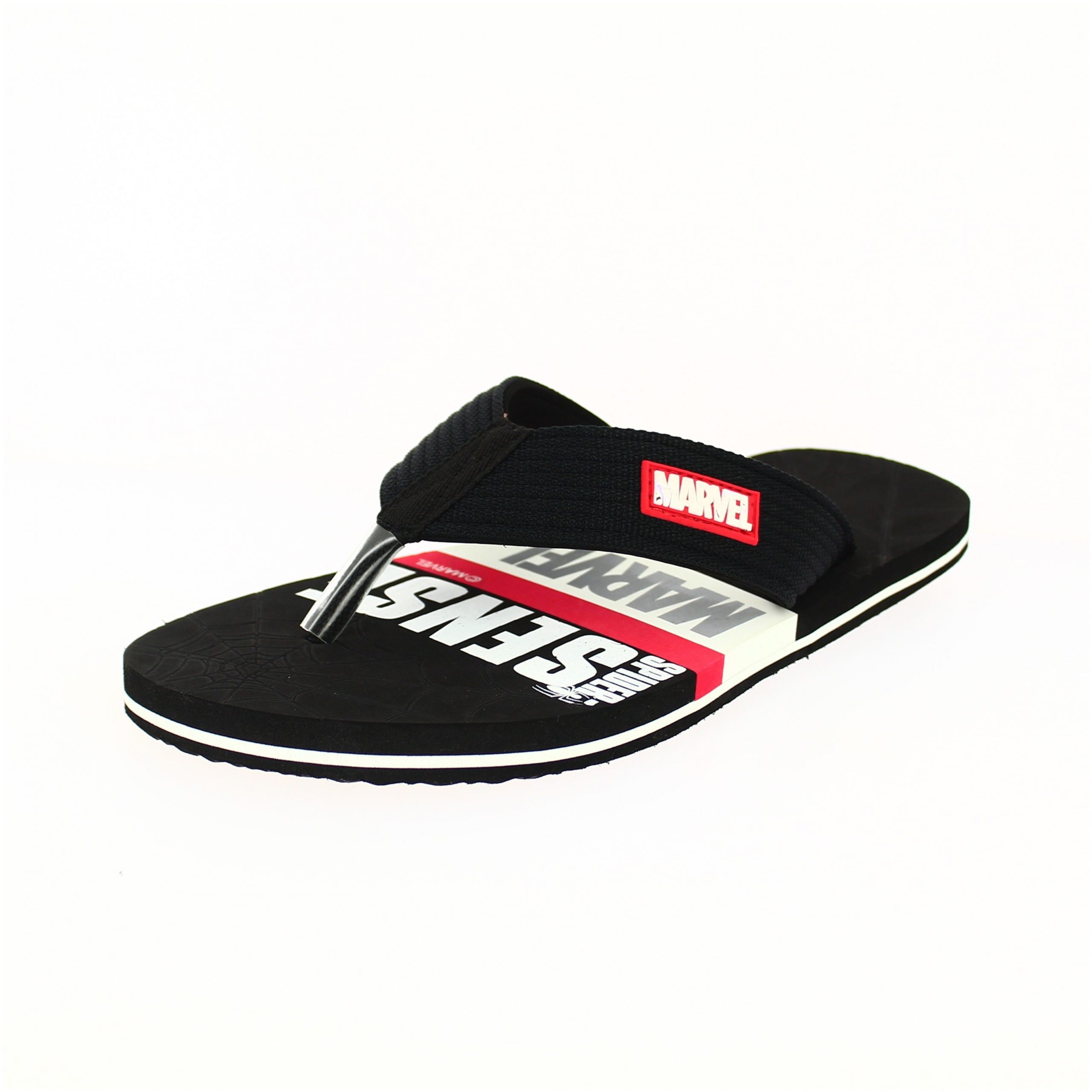 Marvel Men Casual Two Strap Slippers Black