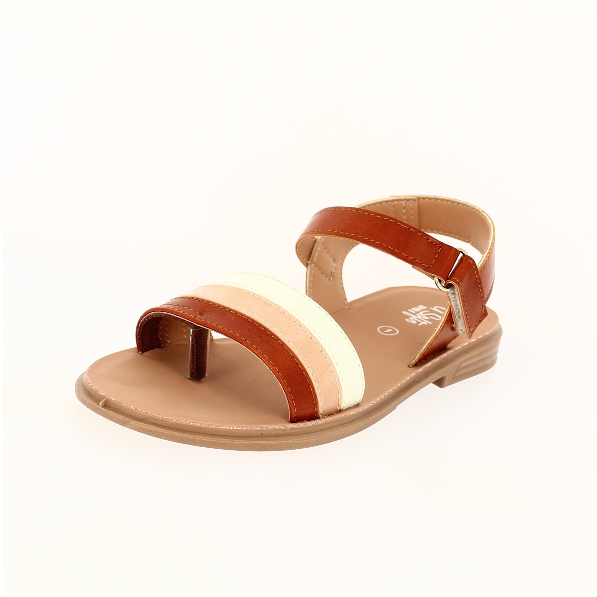 U Softo Girls Casual Slip-On Sandals White/Brown