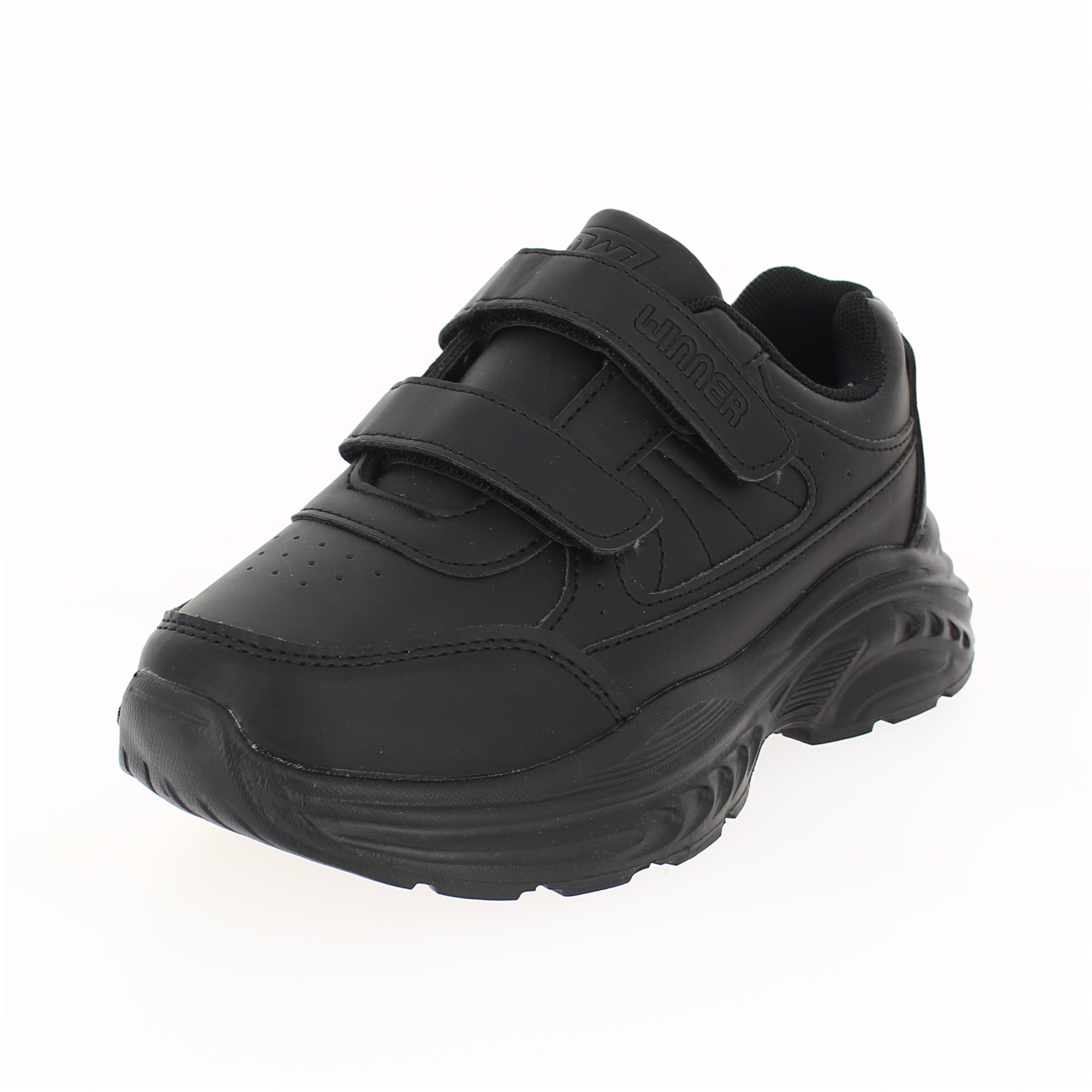 Winner Boys School Double Velcro Shoes Black