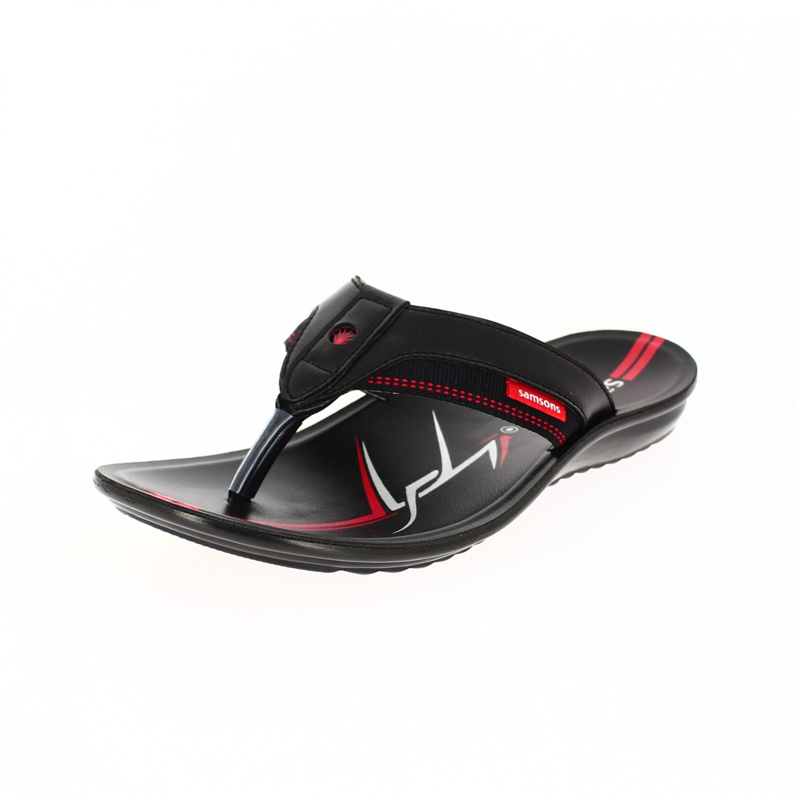 SAMSONS Men Casual V-Strap Slippers Black