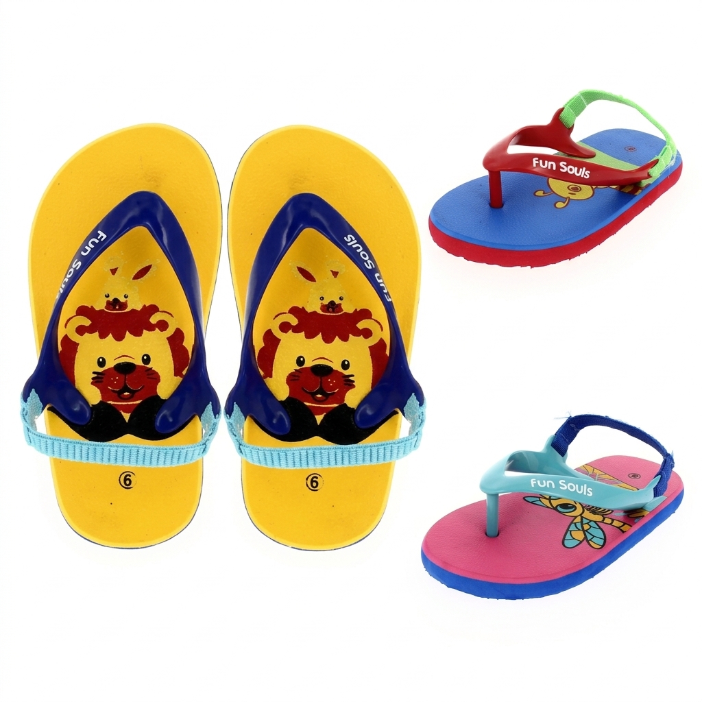 FUN SOULS Unisex Casual Flip Flops L Blue , D Blue / Red , D Blue / Pink