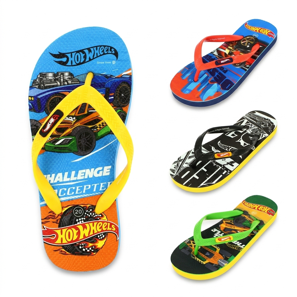 HOT WHEELS Boys Casual Flats Slippers Blue, Green, D. Blue, Black
