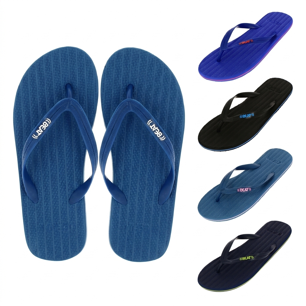 BEAT Men Casual Flip Flops Navy , Black / Red , R Blue , Black / Blue