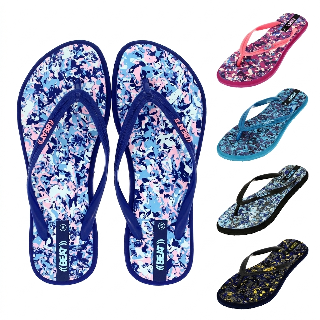 BEAT Women Casual Flip Flops Blue , Pink , Aqua , Black , Navy / Yellow