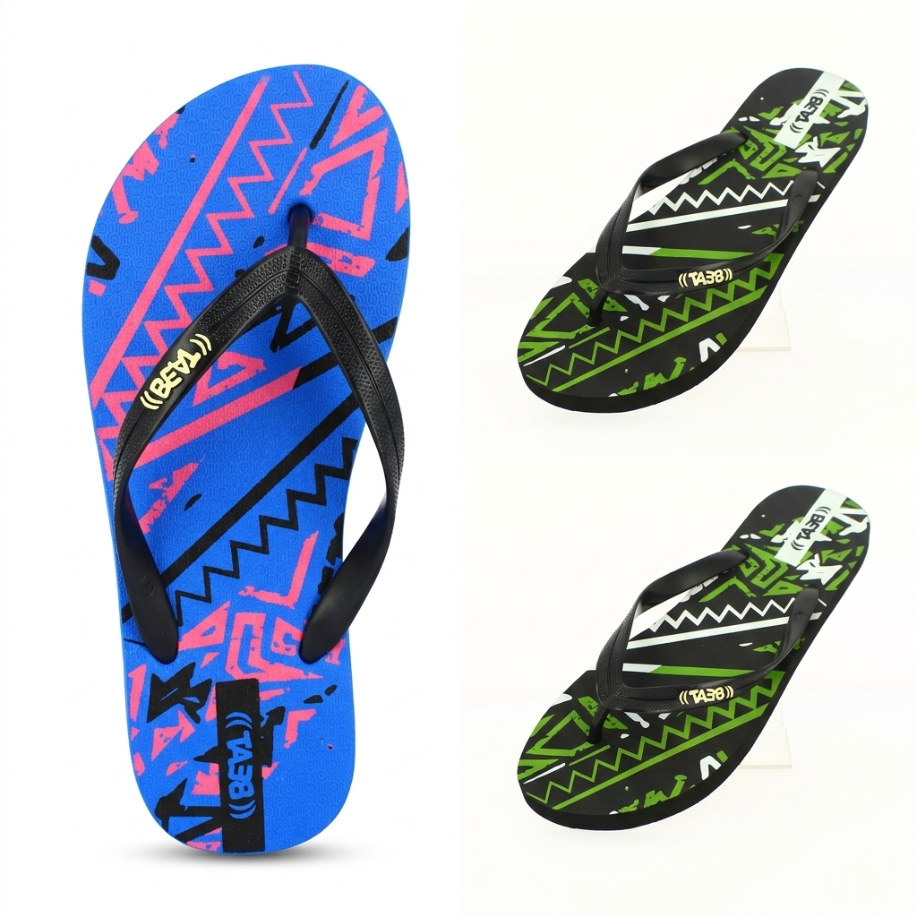 BEAT Men Casual Flip Flops Blue , Black