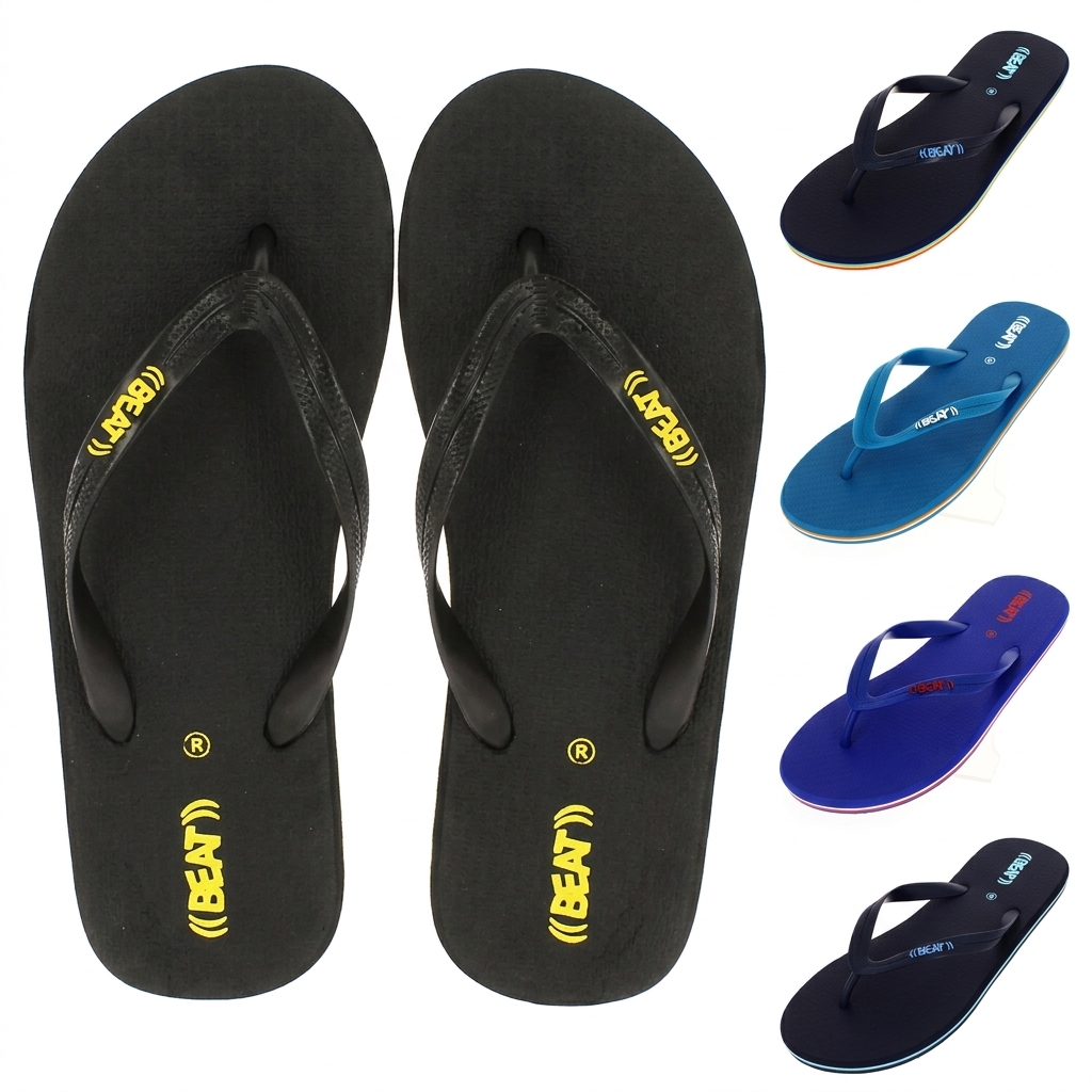 BEAT Men Casual Flip Flops Navy , Black / Blue , Aqua , Black