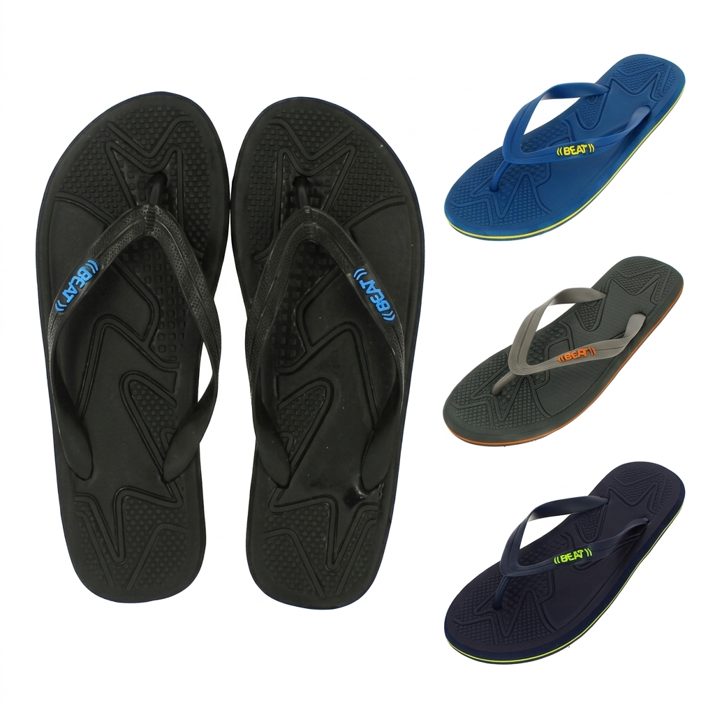 BEAT Men Casual Flip Flops Black , Blue , Grey , Navy