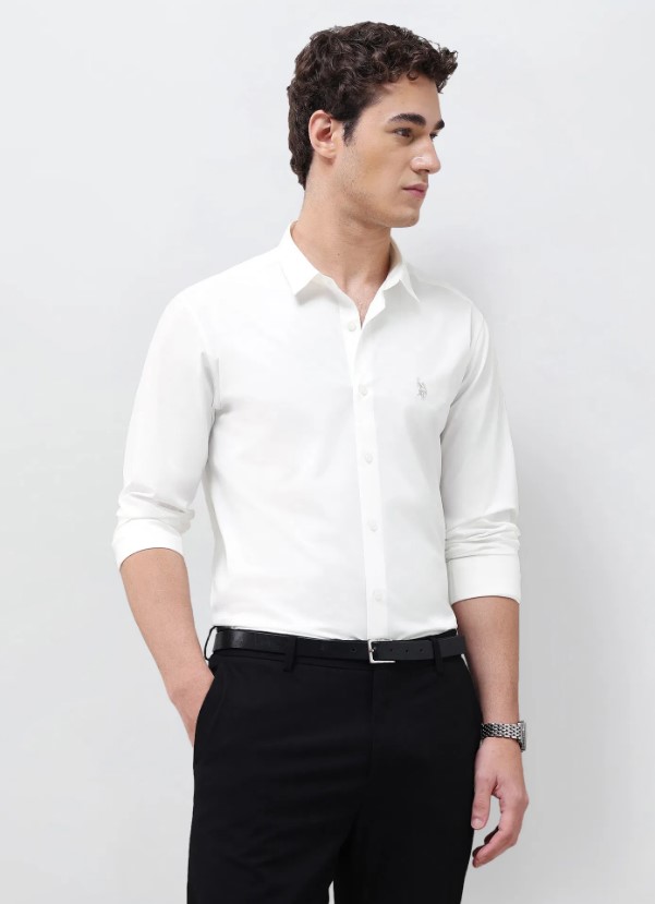 US POLO Men Casual Full Sleeve Shirt Dark Green