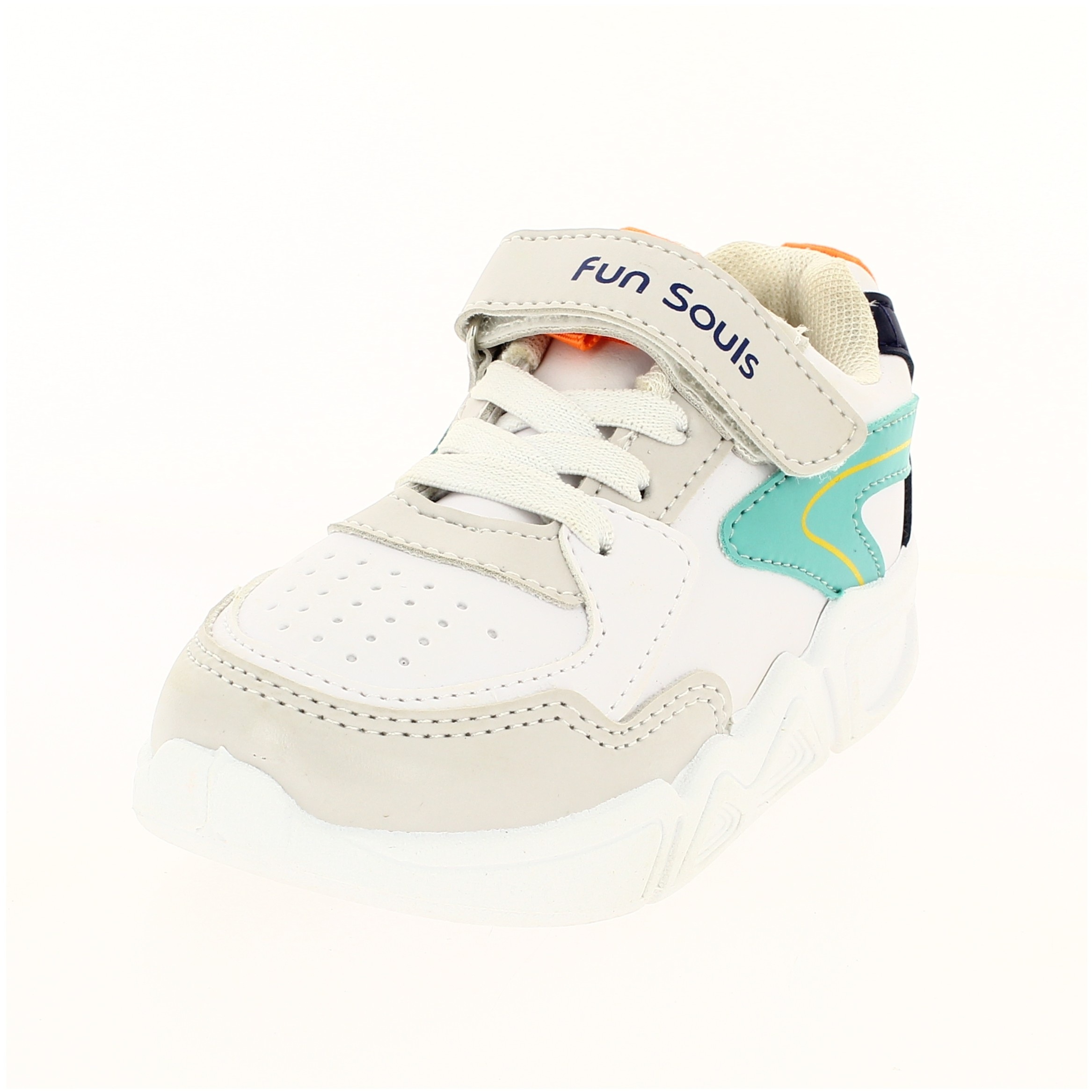 Fun Souls Boys Casual Velcro Shoe White