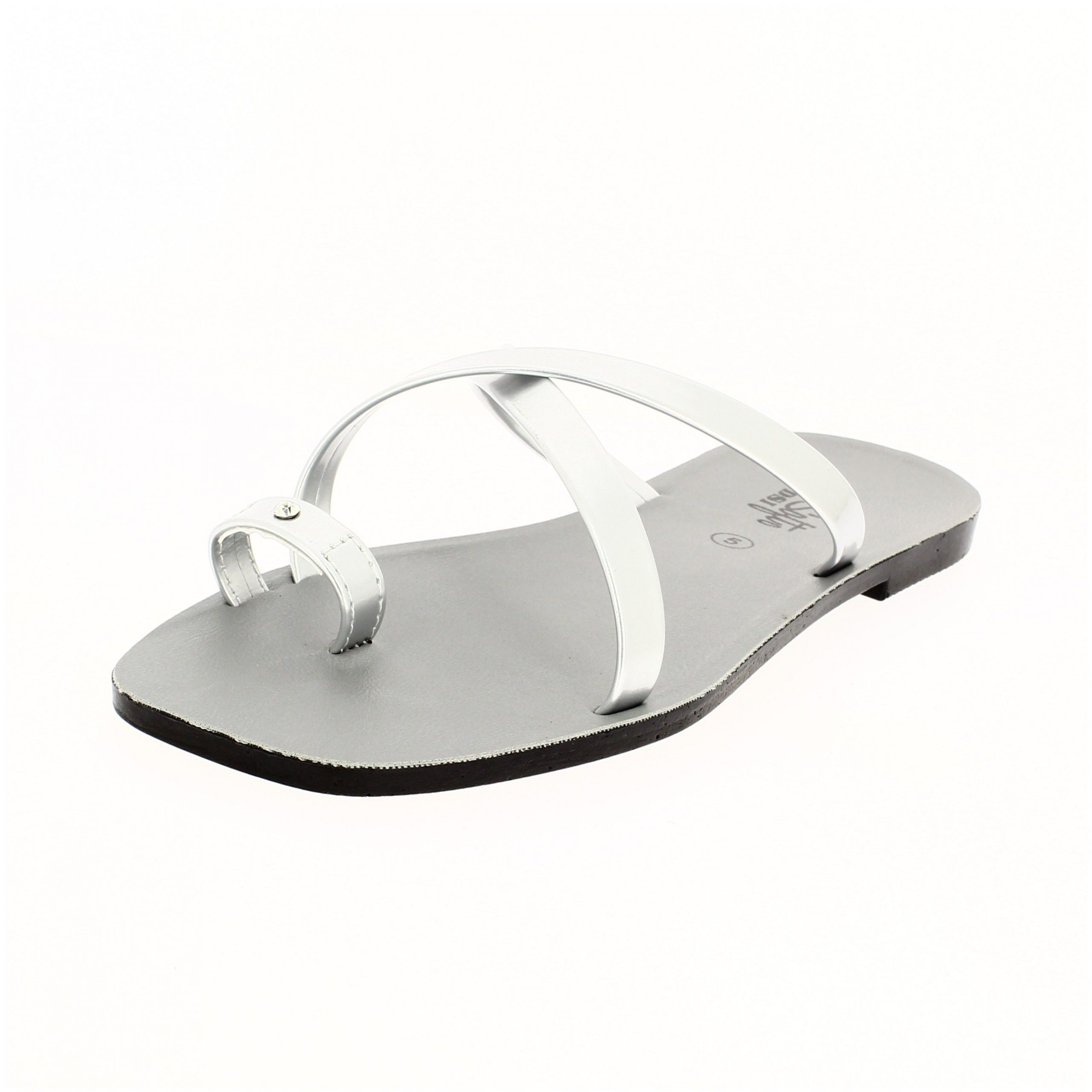 U Softo Women Casual Toe ring Slipper Silver